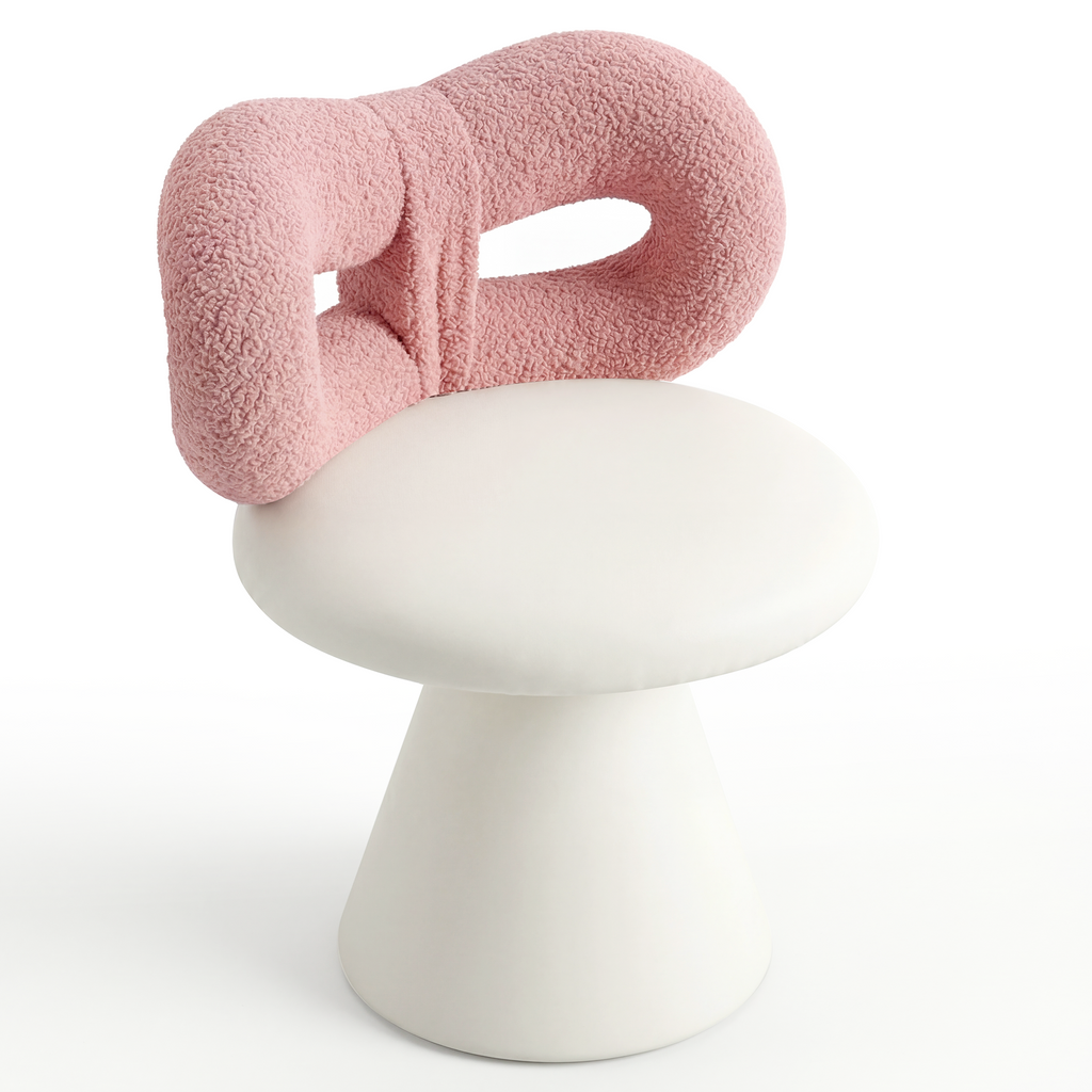 Easthome 360°Swivel Vanity Stool, Stain-Proof, Waterproof Round Bowtie Back Makeup Chair for Bedroom, Living Room, Vanity Room, Study