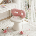 Easthome 360°Swivel Vanity Stool, Stain-Proof, Waterproof Round Bowtie Back Makeup Chair for Bedroom, Living Room, Vanity Room, Study