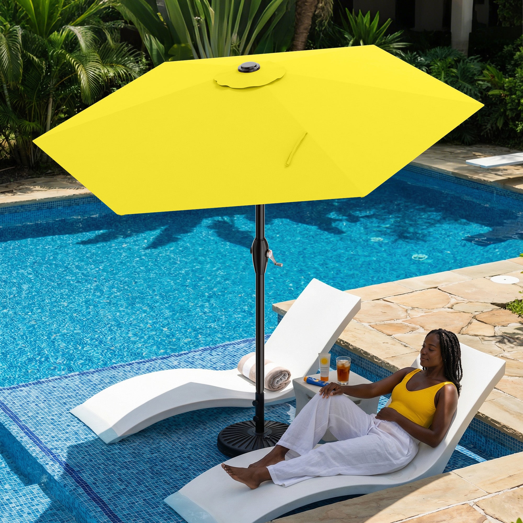 Easthome 7.5' Patio Umbrella Outdoor Table Market Umbrella with Smooth Crank handle, 6 Ribs, Backyard, Poolside, Garden