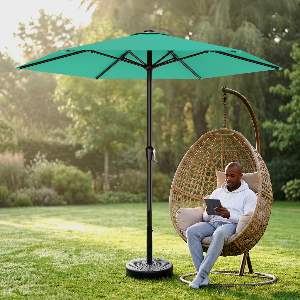 Easthome 9ft Patio Umbrella with Crank Lift System & 6 Sturdy Ribs Waterproof, Patio Table Umbrella Perfect for Poolside, Terrace, Beach and Outdoor Restaurant