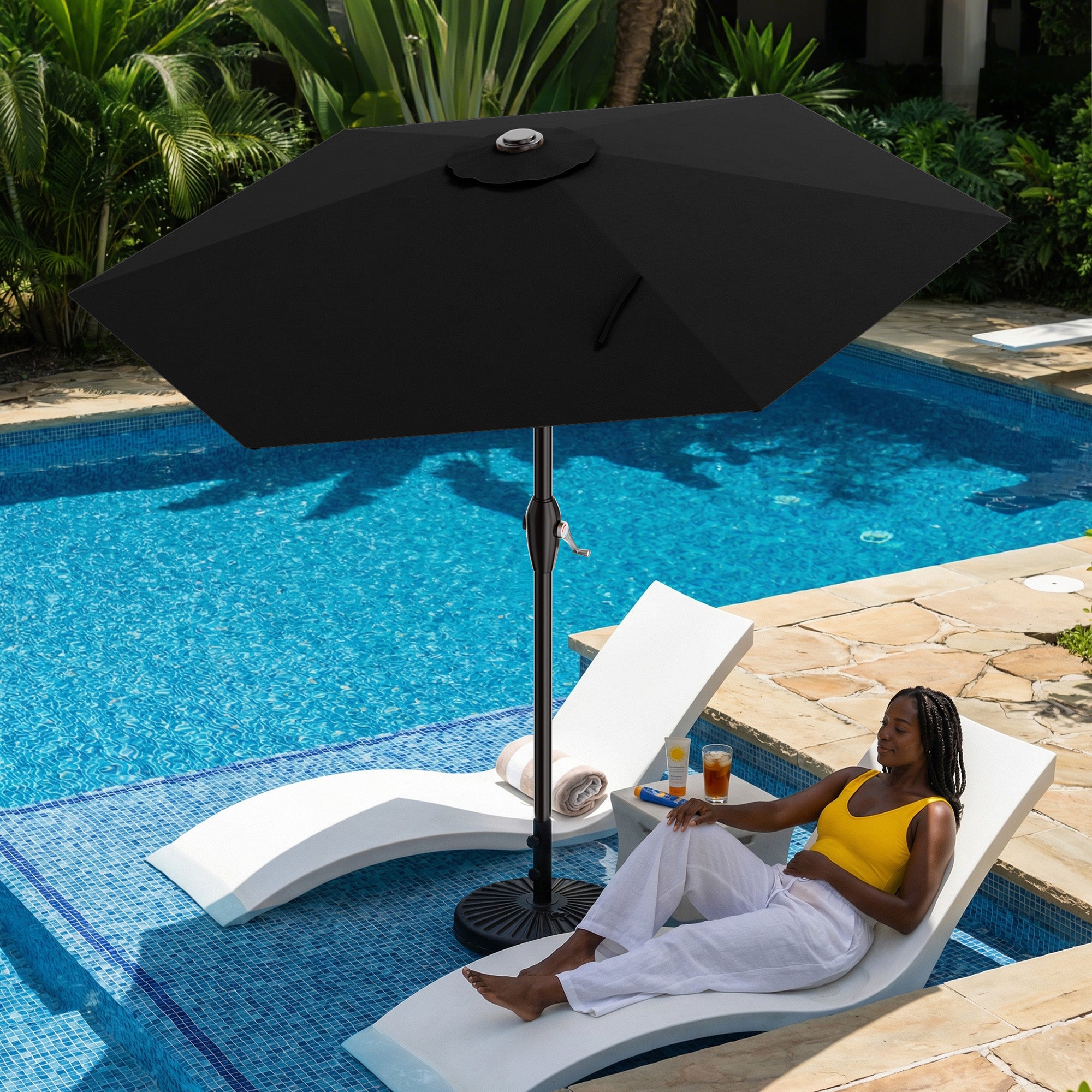 Easthome 7.5' Patio Umbrella Outdoor Table Market Umbrella with Smooth Crank handle, 6 Ribs, Backyard, Poolside, Garden