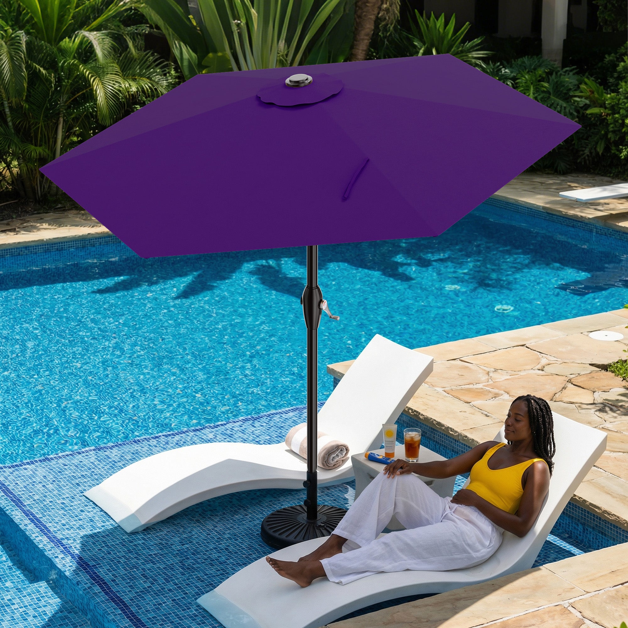Easthome 7.5' Patio Umbrella Outdoor Table Market Umbrella with Smooth Crank handle, 6 Ribs, Backyard, Poolside, Garden