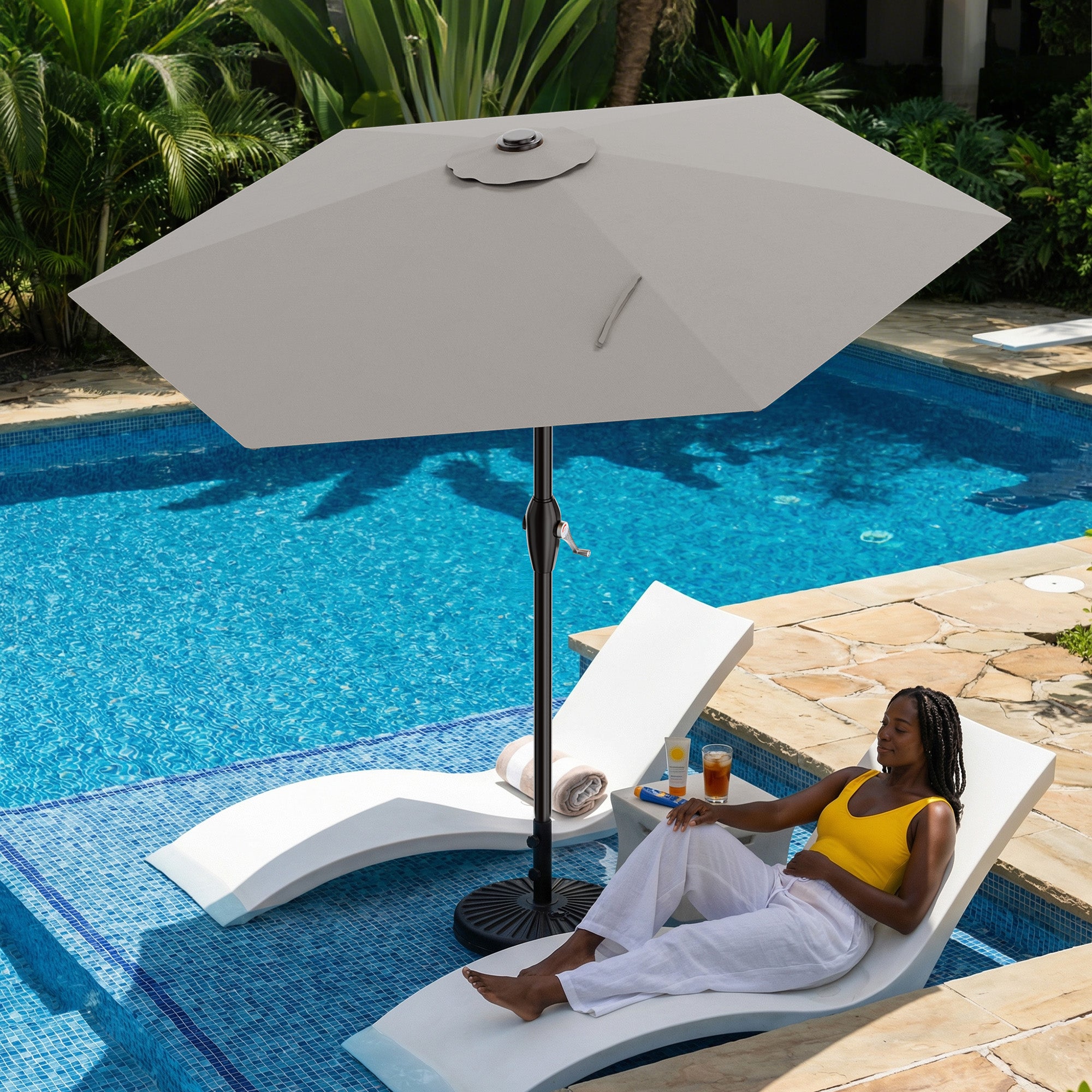 Easthome 7.5' Patio Umbrella Outdoor Table Market Umbrella with Smooth Crank handle, 6 Ribs, Backyard, Poolside, Garden