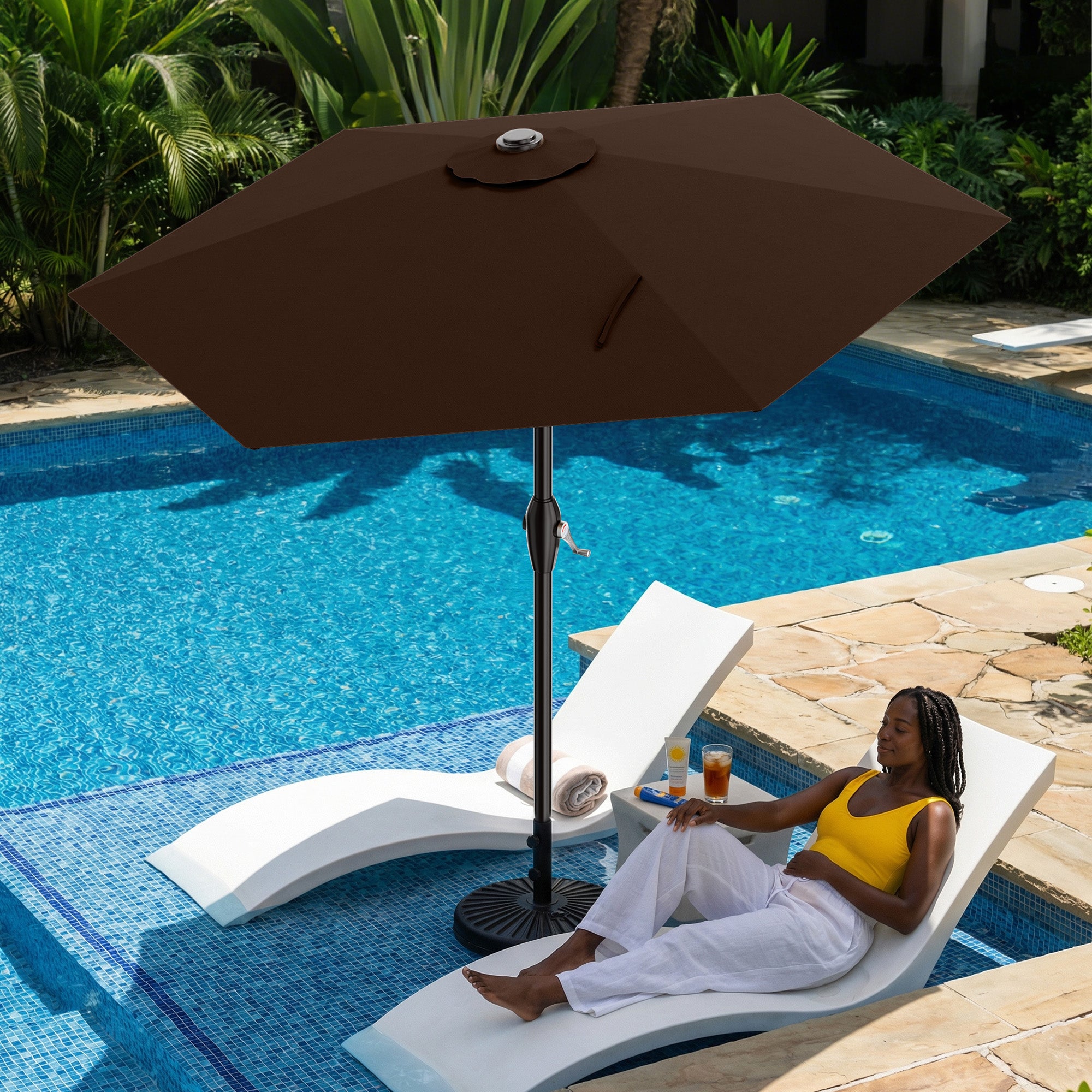 Easthome 7.5' Patio Umbrella Outdoor Table Market Umbrella with Smooth Crank handle, 6 Ribs, Backyard, Poolside, Garden