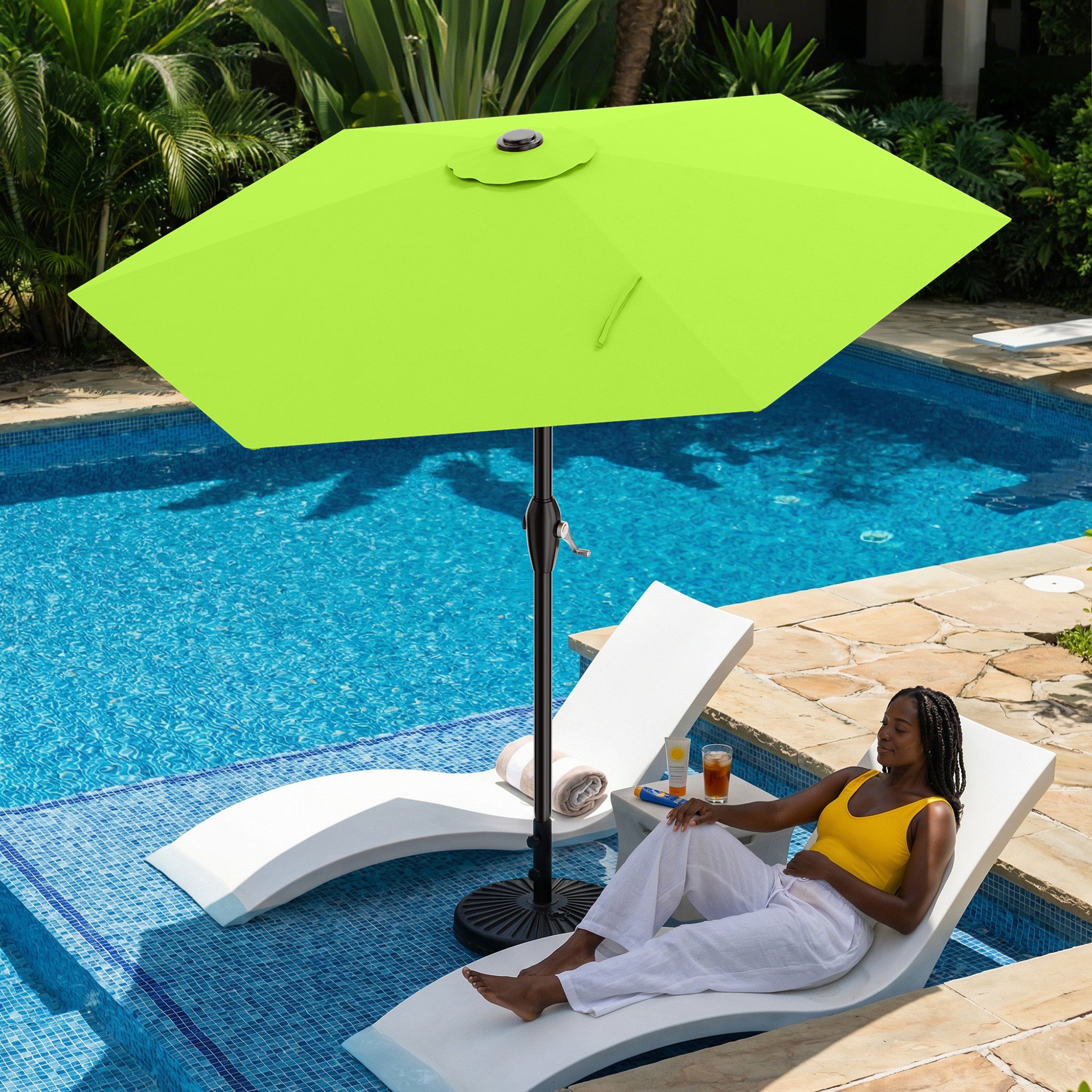 Easthome 7.5' Patio Umbrella Outdoor Table Market Umbrella with Smooth Crank handle, 6 Ribs, Backyard, Poolside, Garden