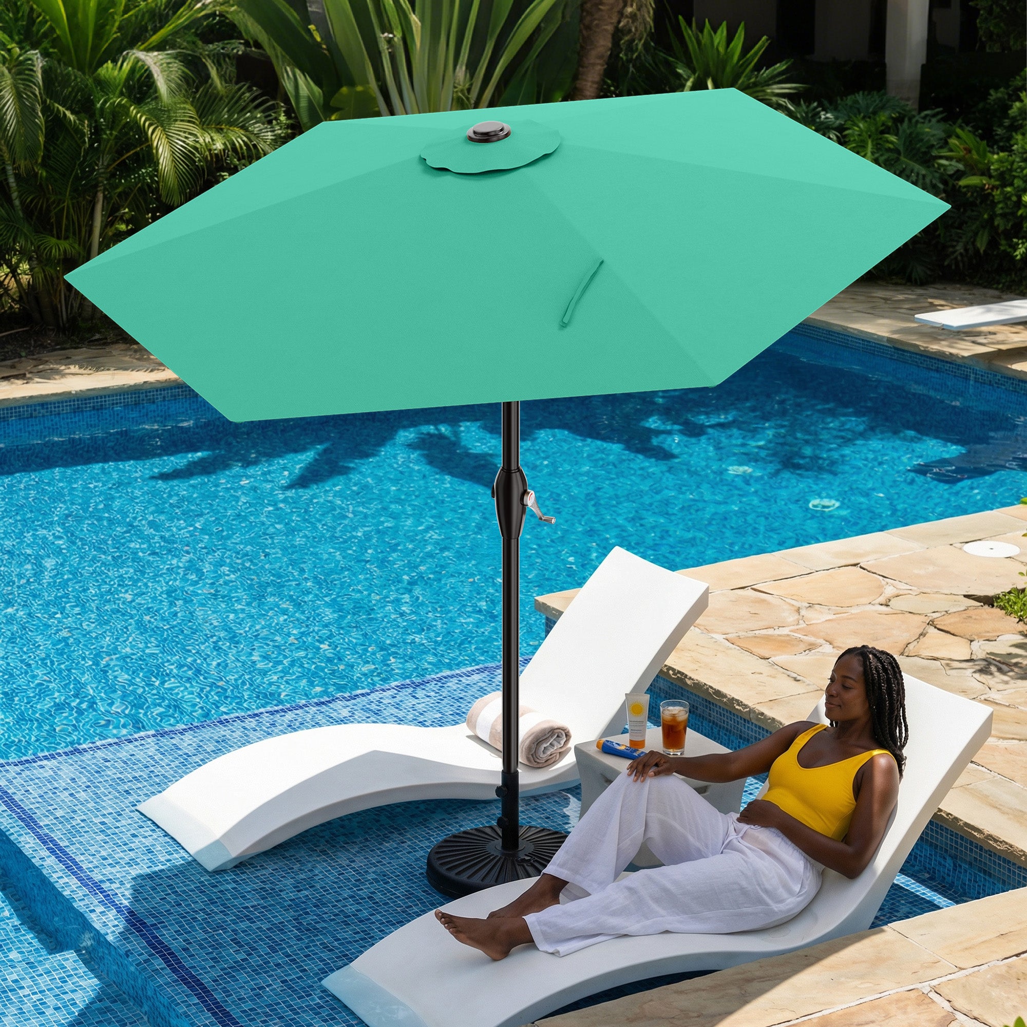 Easthome 7.5' Patio Umbrella Outdoor Table Market Umbrella with Smooth Crank handle, 6 Ribs, Backyard, Poolside, Garden