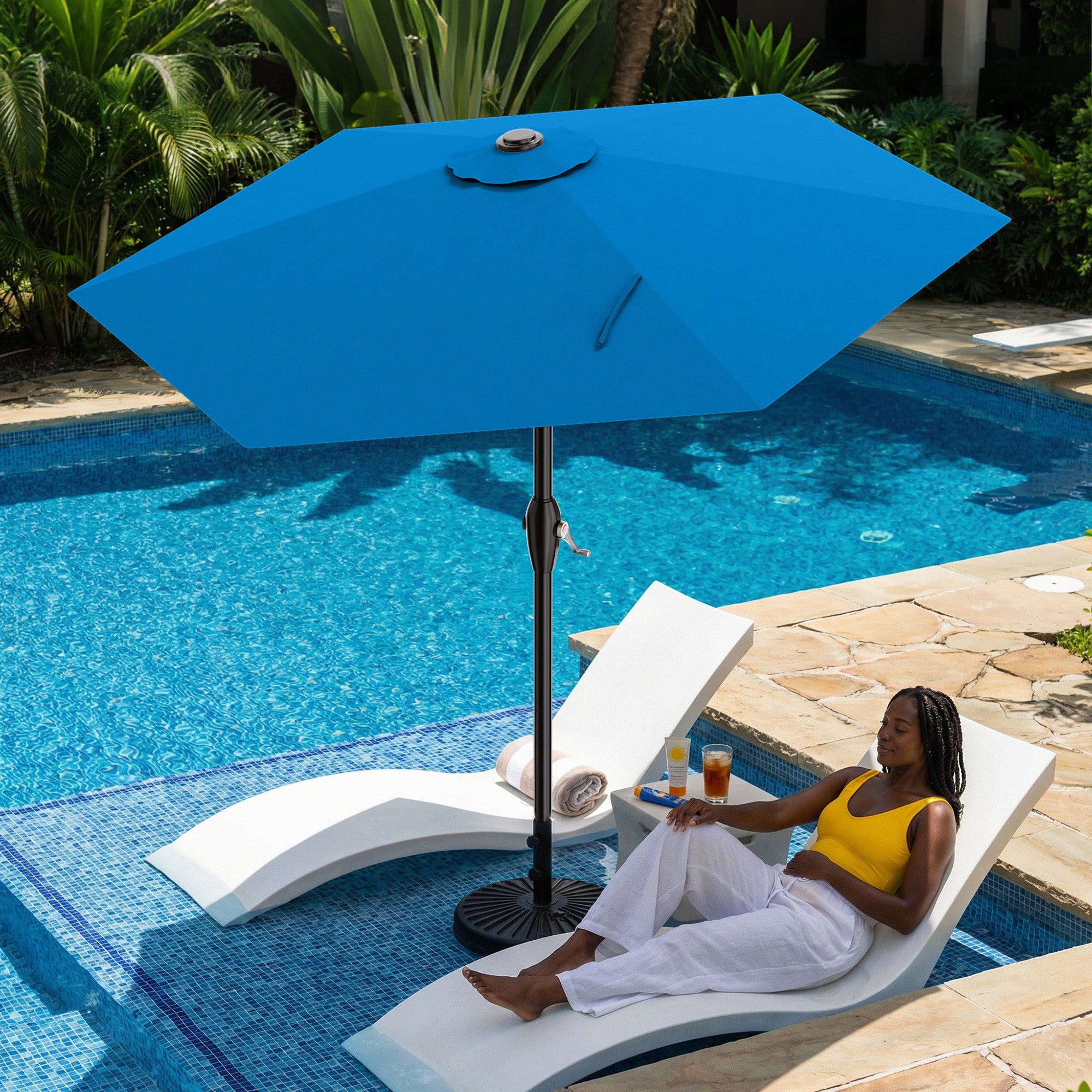 Easthome 7.5' Patio Umbrella Outdoor Table Market Umbrella with Smooth Crank handle, 6 Ribs, Backyard, Poolside, Garden