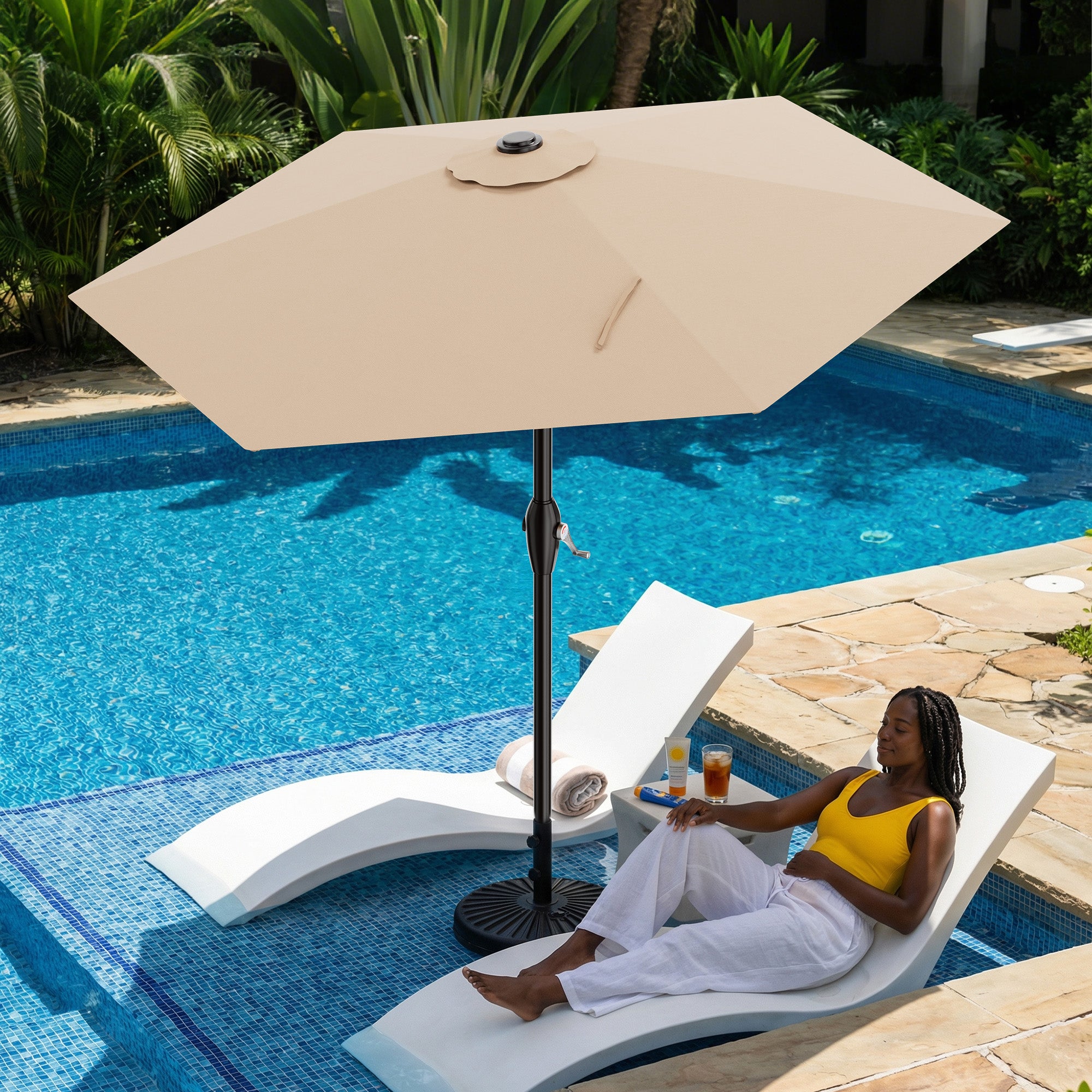 Easthome 7.5' Patio Umbrella Outdoor Table Market Umbrella with Smooth Crank handle, 6 Ribs, Backyard, Poolside, Garden
