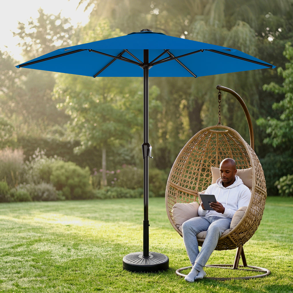 Easthome 9ft Patio Umbrella with Crank Lift System & 6 Sturdy Ribs Waterproof, Patio Table Umbrella Perfect for Poolside, Terrace, Beach and Outdoor Restaurant