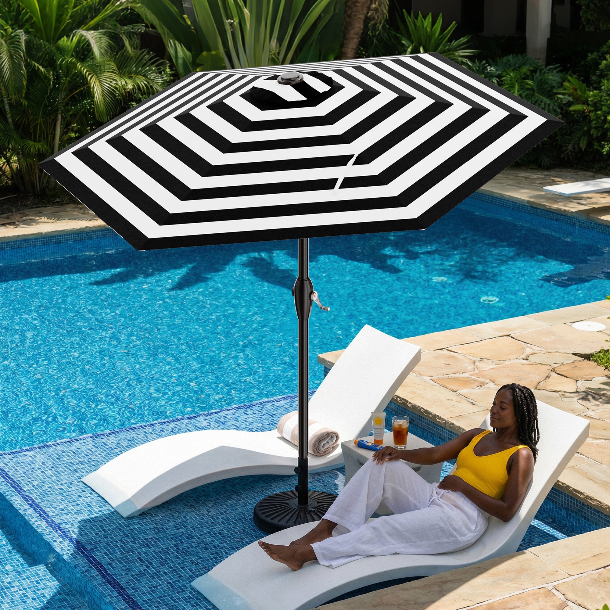 Easthome 7.5' Patio Umbrella Outdoor Table Market Umbrella with Smooth Crank handle, 6 Ribs, Backyard, Poolside, Garden