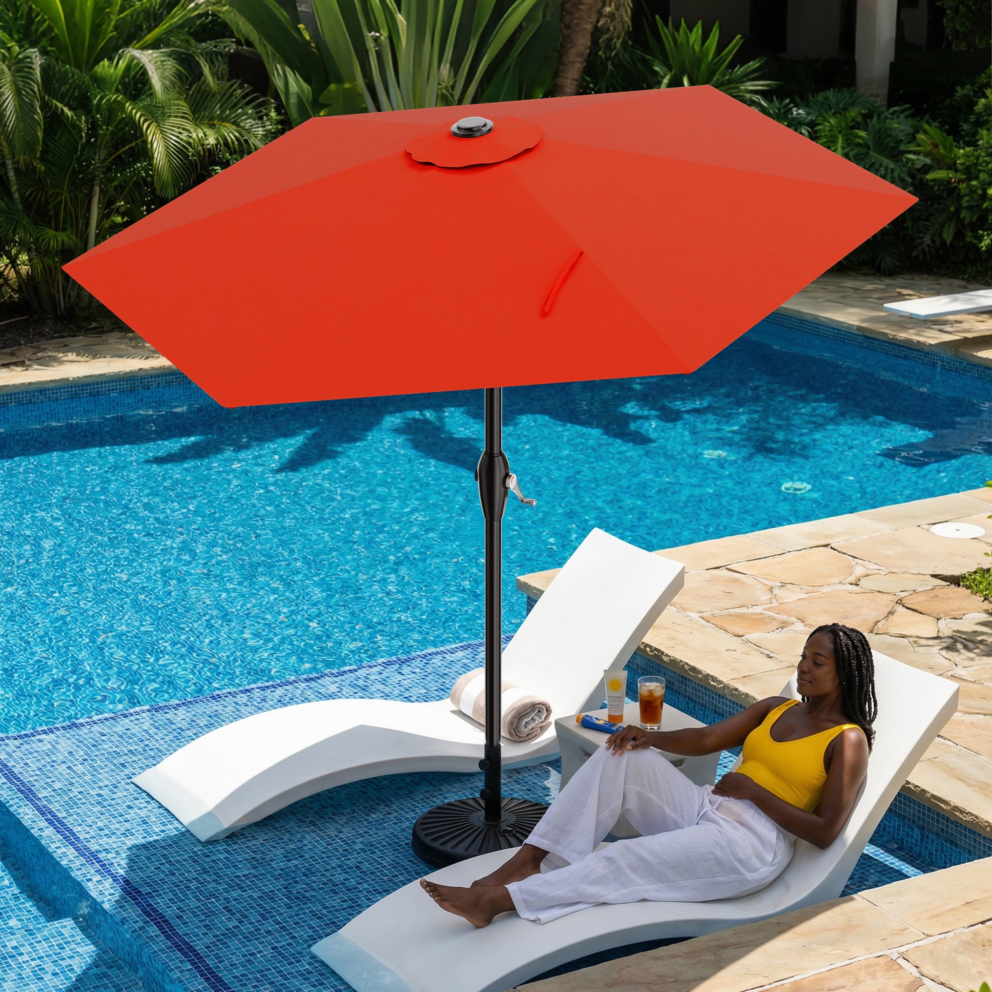 Easthome 7.5' Patio Umbrella Outdoor Table Market Umbrella with Smooth Crank handle, 6 Ribs, Backyard, Poolside, Garden