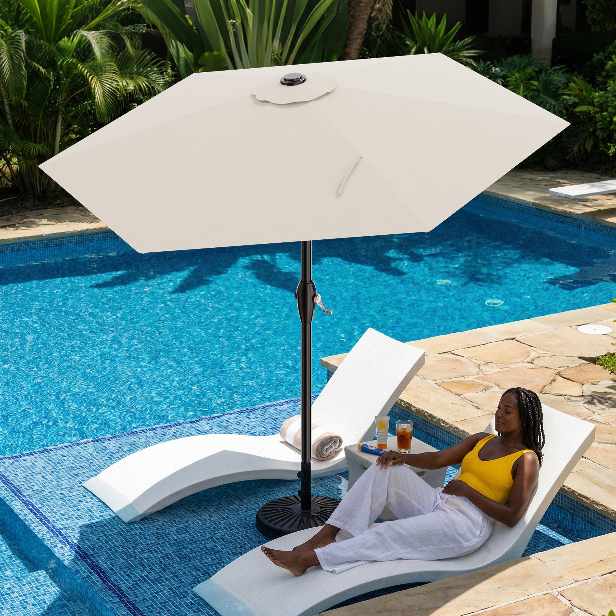 Easthome 7.5' Patio Umbrella Outdoor Table Market Umbrella with Smooth Crank handle, 6 Ribs, Backyard, Poolside, Garden