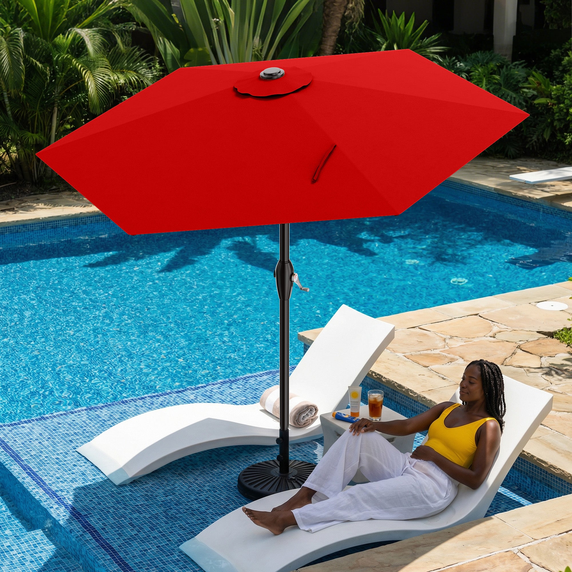 Easthome 7.5' Patio Umbrella Outdoor Table Market Umbrella with Smooth Crank handle, 6 Ribs, Backyard, Poolside, Garden