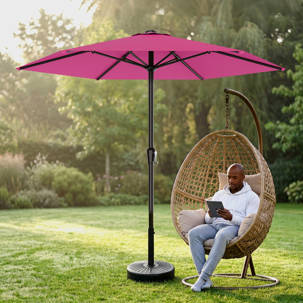 Easthome 9ft Patio Umbrella with Crank Lift System & 6 Sturdy Ribs Waterproof, Patio Table Umbrella Perfect for Poolside, Terrace, Beach and Outdoor Restaurant