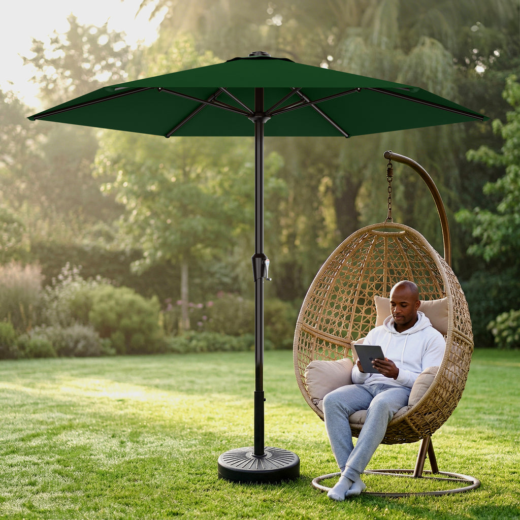 Easthome 9ft Patio Umbrella with Crank Lift System & 6 Sturdy Ribs Waterproof, Patio Table Umbrella Perfect for Poolside, Terrace, Beach and Outdoor Restaurant