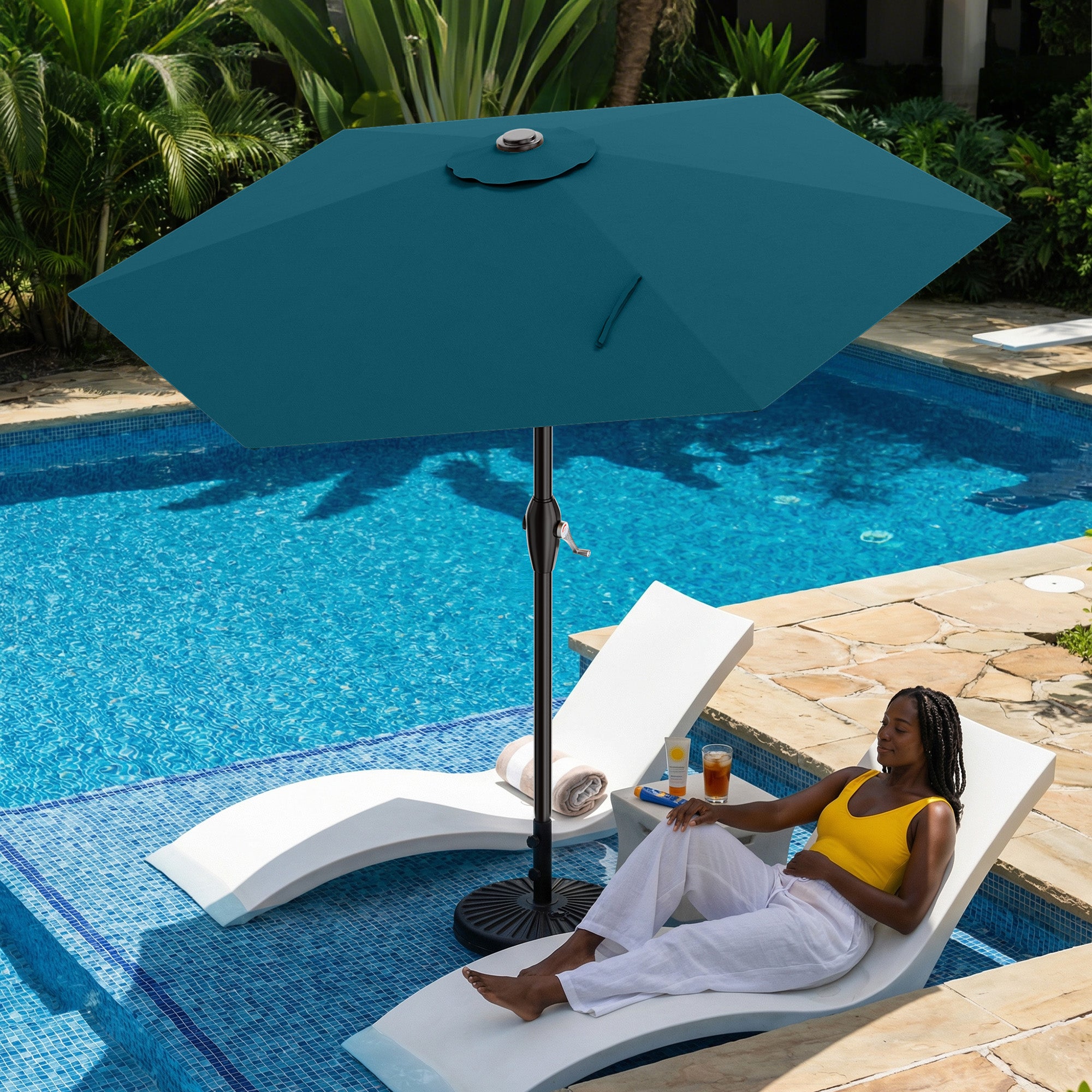 Easthome 7.5' Patio Umbrella Outdoor Table Market Umbrella with Smooth Crank handle, 6 Ribs, Backyard, Poolside, Garden