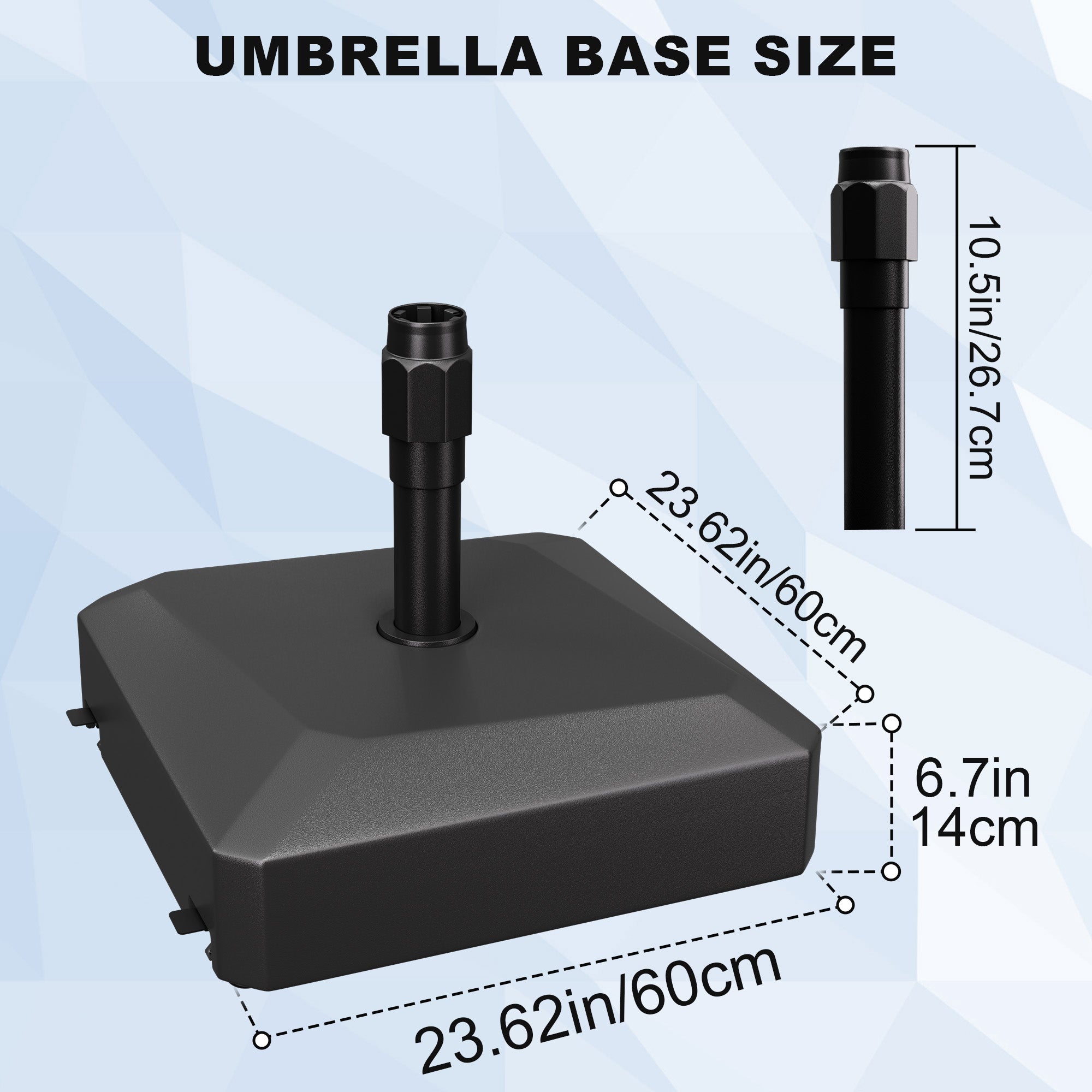 Easthome Heavy Duty Mobile Umbrella Stand with Wheels, Fillable Base Holds 135lbs - Wind Resistant Outdoor Patio Umbrella Holder for Deck, Poolside, Lawn, Garden, Backyard, Market Stall