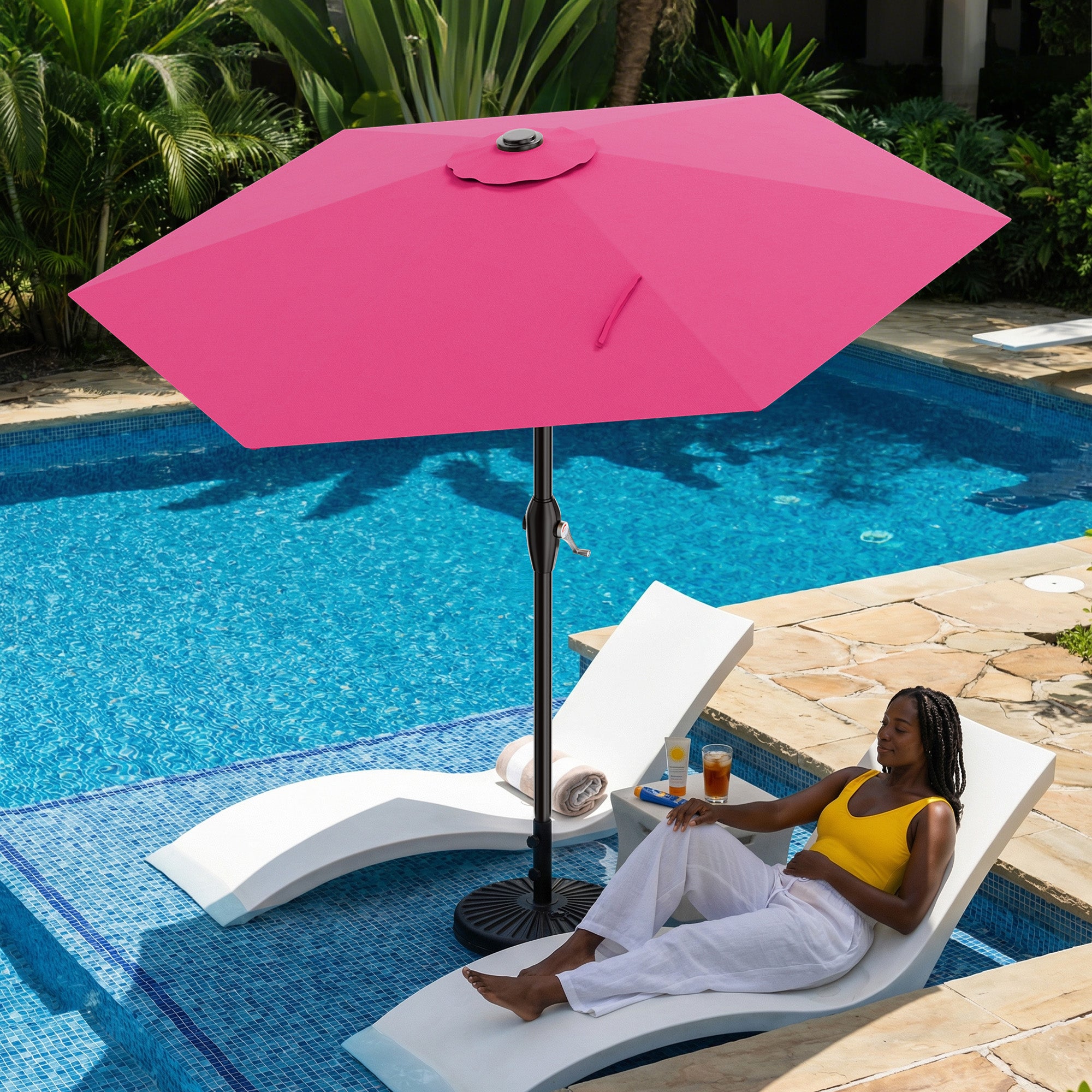 Easthome 7.5' Patio Umbrella Outdoor Table Market Umbrella with Smooth Crank handle, 6 Ribs, Backyard, Poolside, Garden