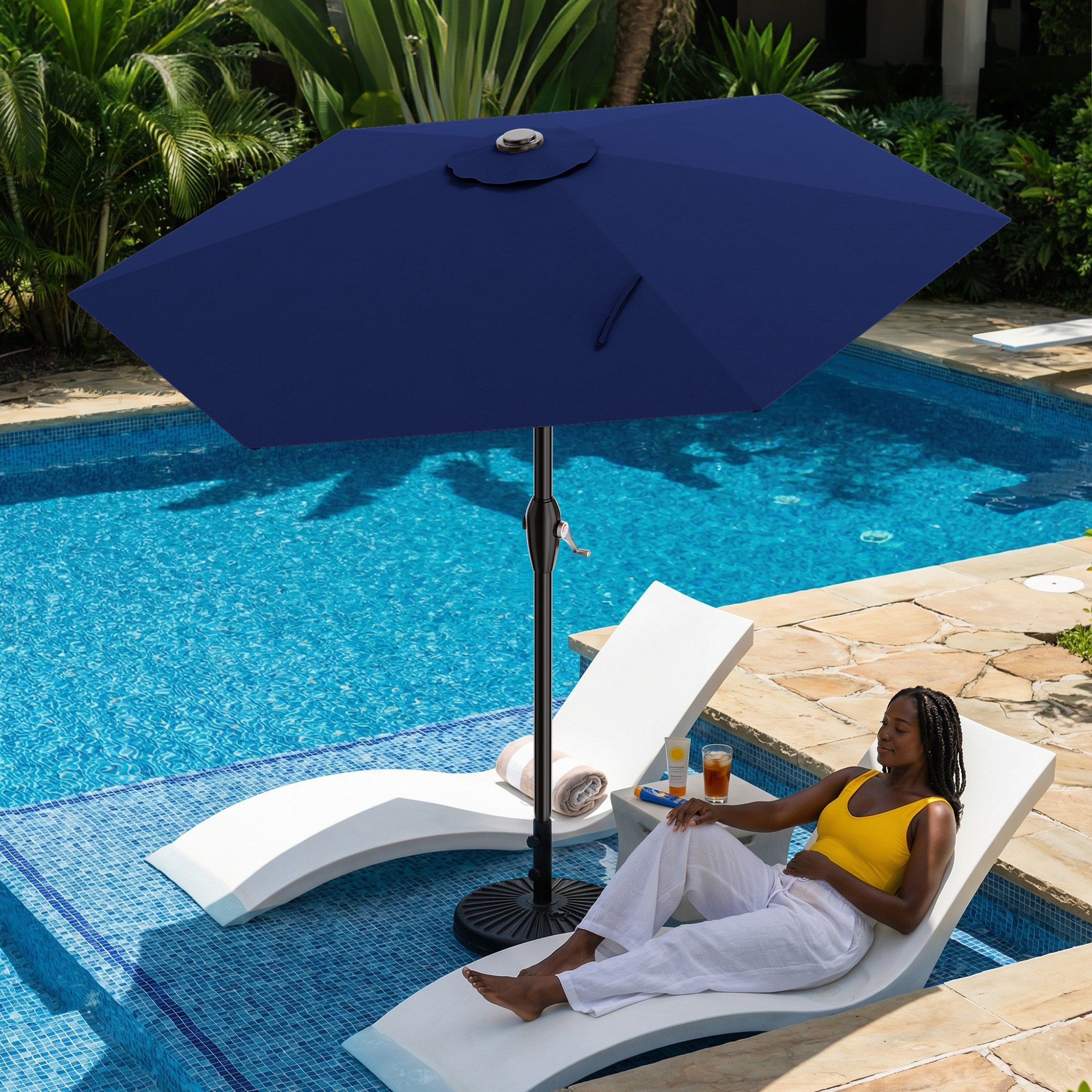 Easthome 7.5' Patio Umbrella Outdoor Table Market Umbrella with Smooth Crank handle, 6 Ribs, Backyard, Poolside, Garden