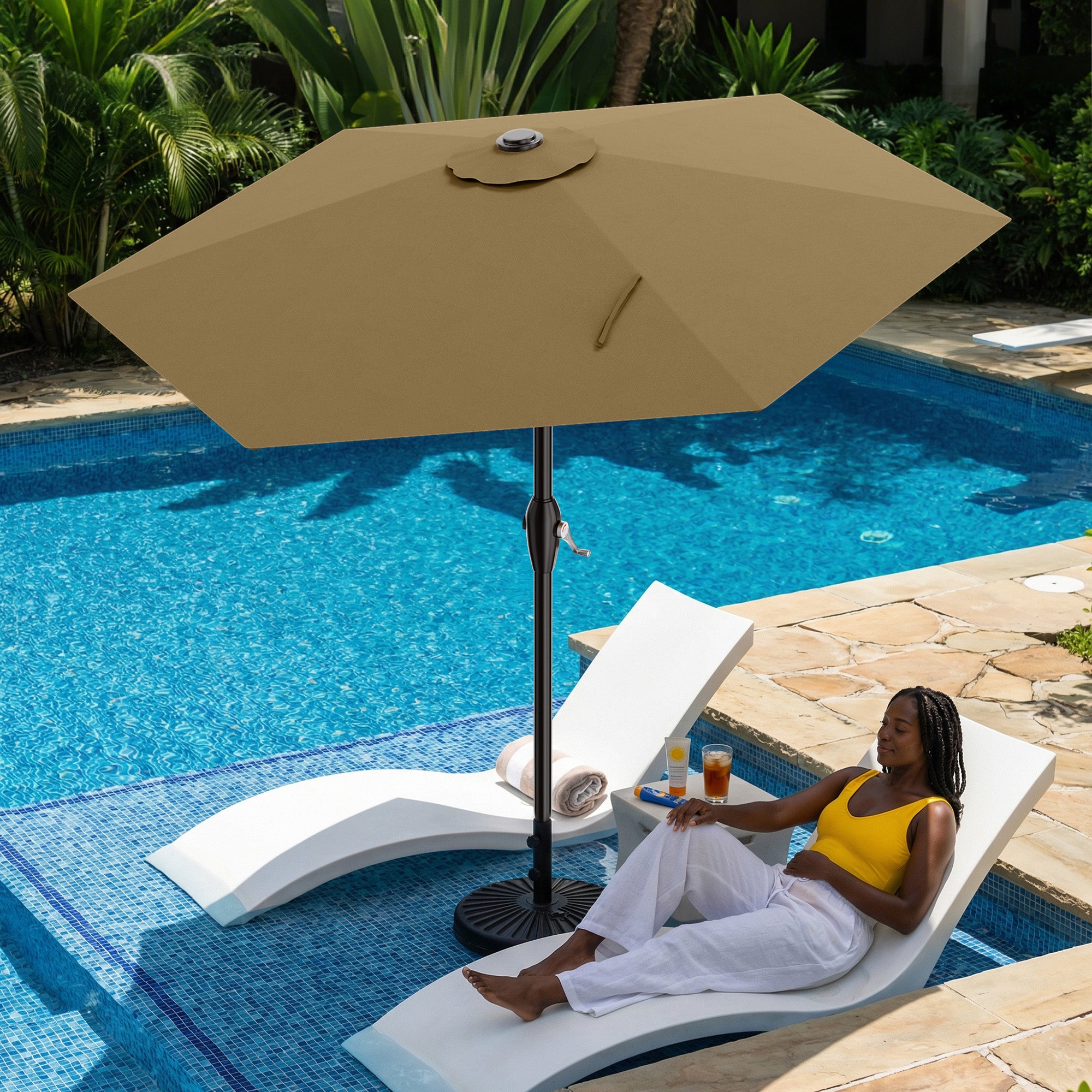Easthome 7.5' Patio Umbrella Outdoor Table Market Umbrella with Smooth Crank handle, 6 Ribs, Backyard, Poolside, Garden