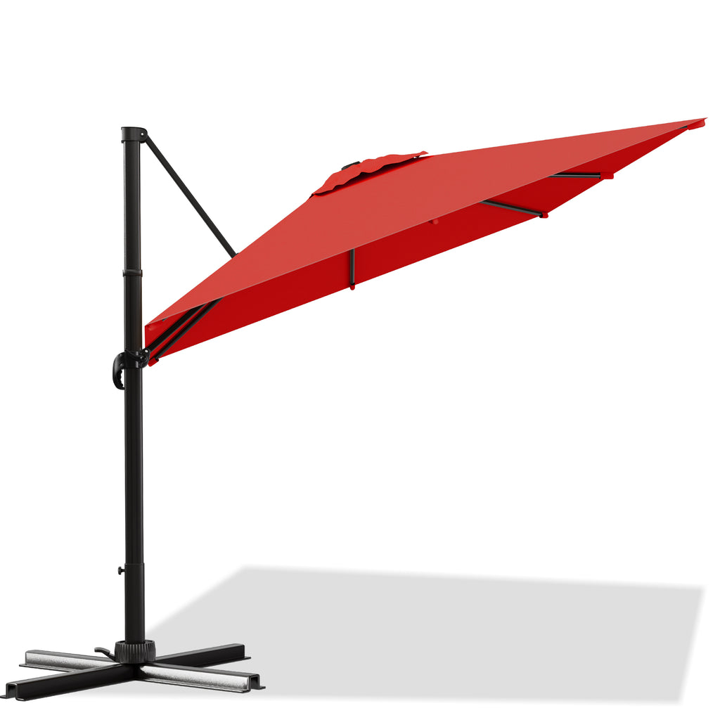 Easthome 10 × 10FT Square Cantilever Patio Umbrella, 360° Rotating Offset Umbrella with Crank, 8 ribs, Outdoor Hanging Roman Umbrella for Garden Deck Backyard