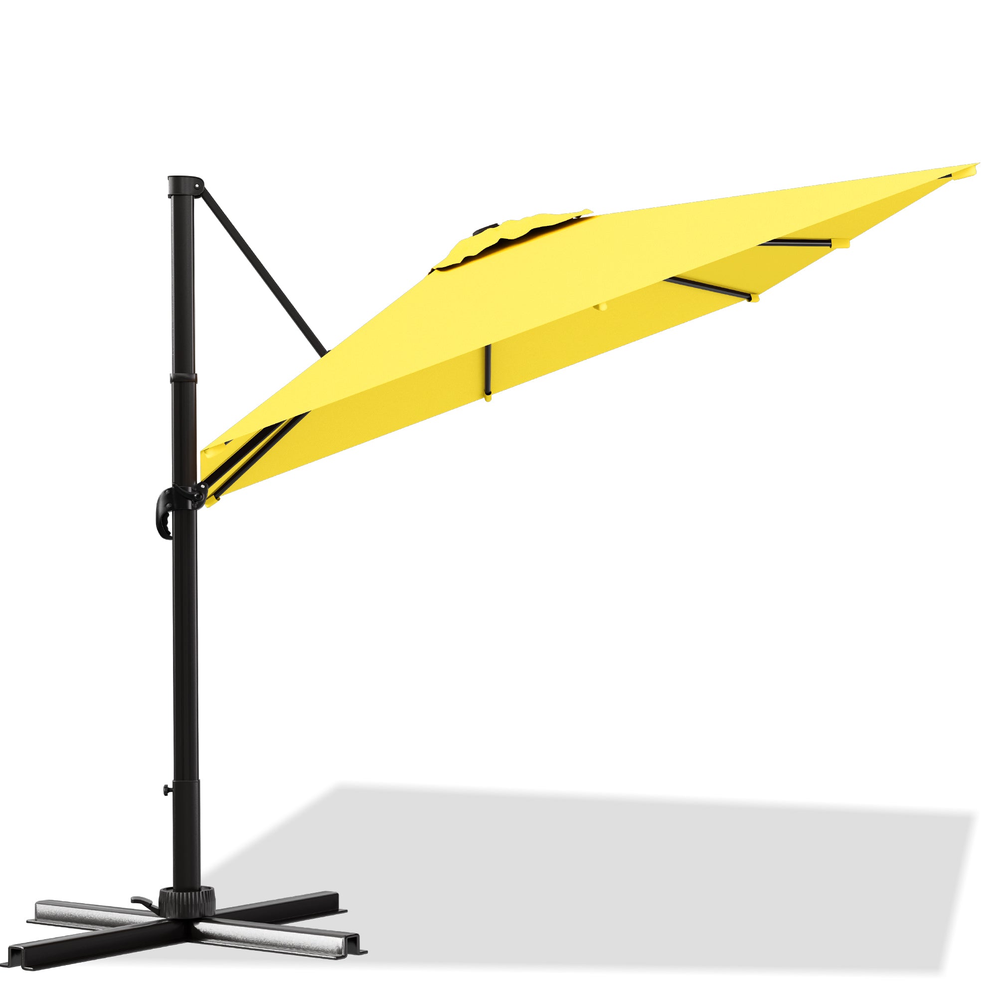 Easthome 10 × 10FT Square Cantilever Patio Umbrella, 360° Rotating Offset Umbrella with Crank, 8 ribs, Outdoor Hanging Roman Umbrella for Garden Deck Backyard