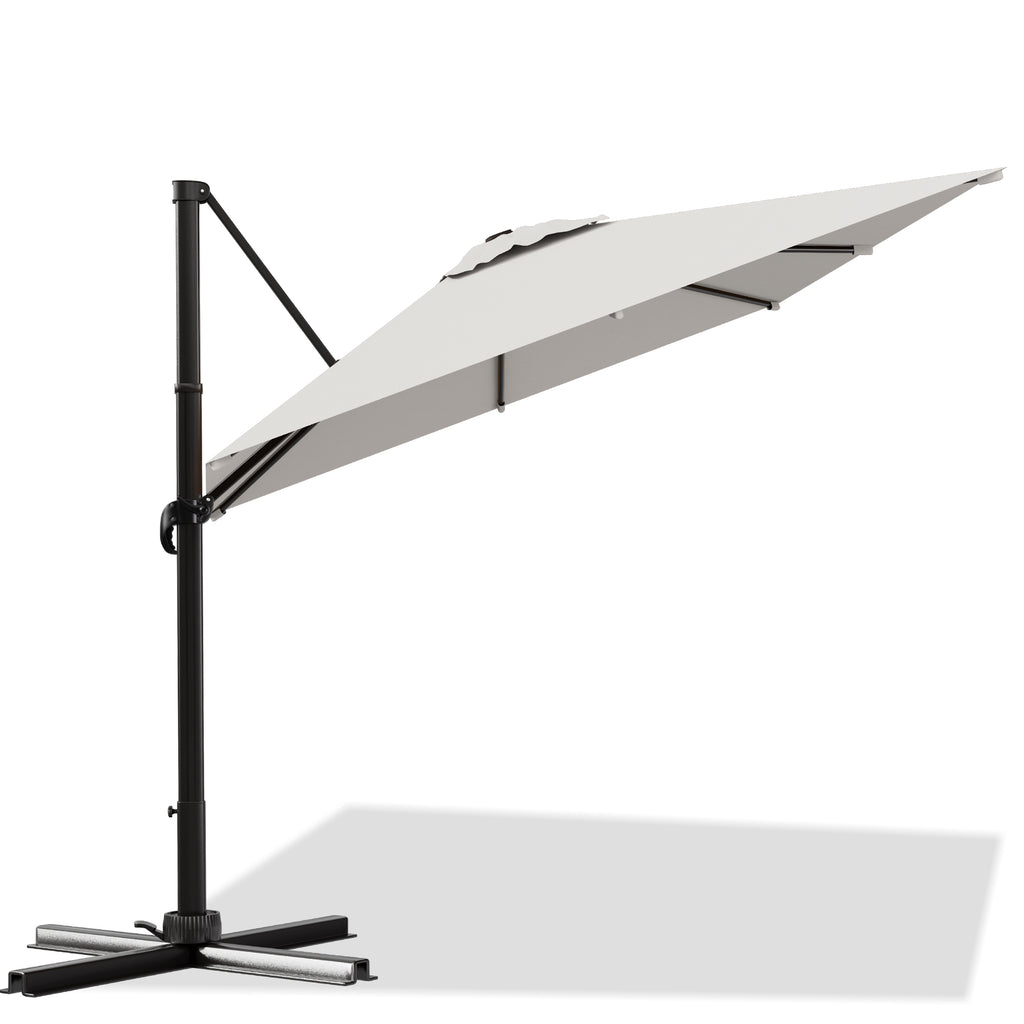 Easthome 10 × 10FT Square Cantilever Patio Umbrella, 360° Rotating Offset Umbrella with Crank, 8 ribs, Outdoor Hanging Roman Umbrella for Garden Deck Backyard