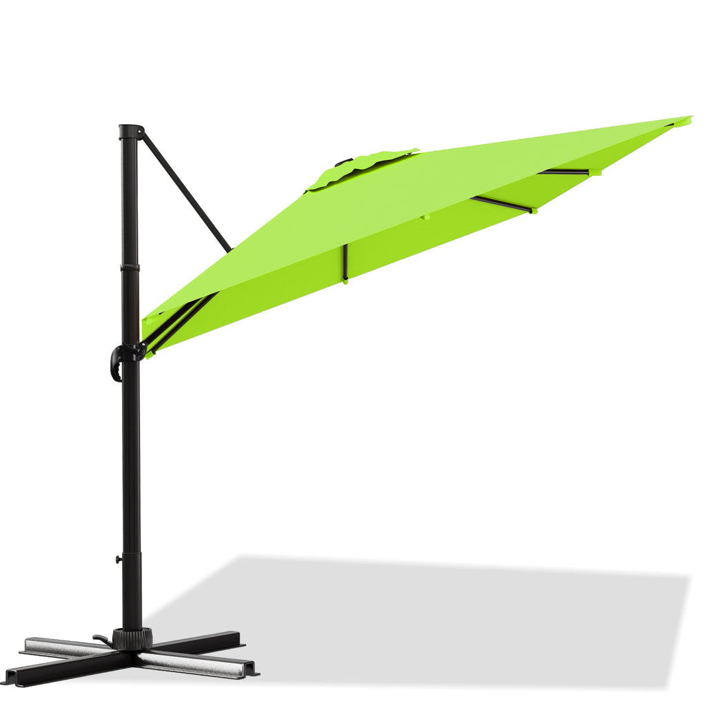 Easthome 10 × 10FT Square Cantilever Patio Umbrella, 360° Rotating Offset Umbrella with Crank, 8 ribs, Outdoor Hanging Roman Umbrella for Garden Deck Backyard
