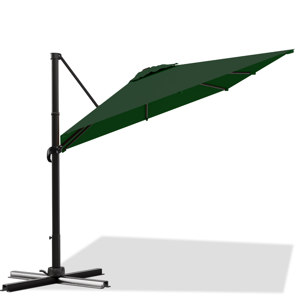 Easthome 10 × 10FT Square Cantilever Patio Umbrella, 360° Rotating Offset Umbrella with Crank, 8 ribs, Outdoor Hanging Roman Umbrella for Garden Deck Backyard