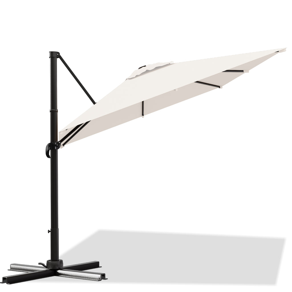 Easthome 10 × 10FT Square Cantilever Patio Umbrella, 360° Rotating Offset Umbrella with Crank, 8 ribs, Outdoor Hanging Roman Umbrella for Garden Deck Backyard