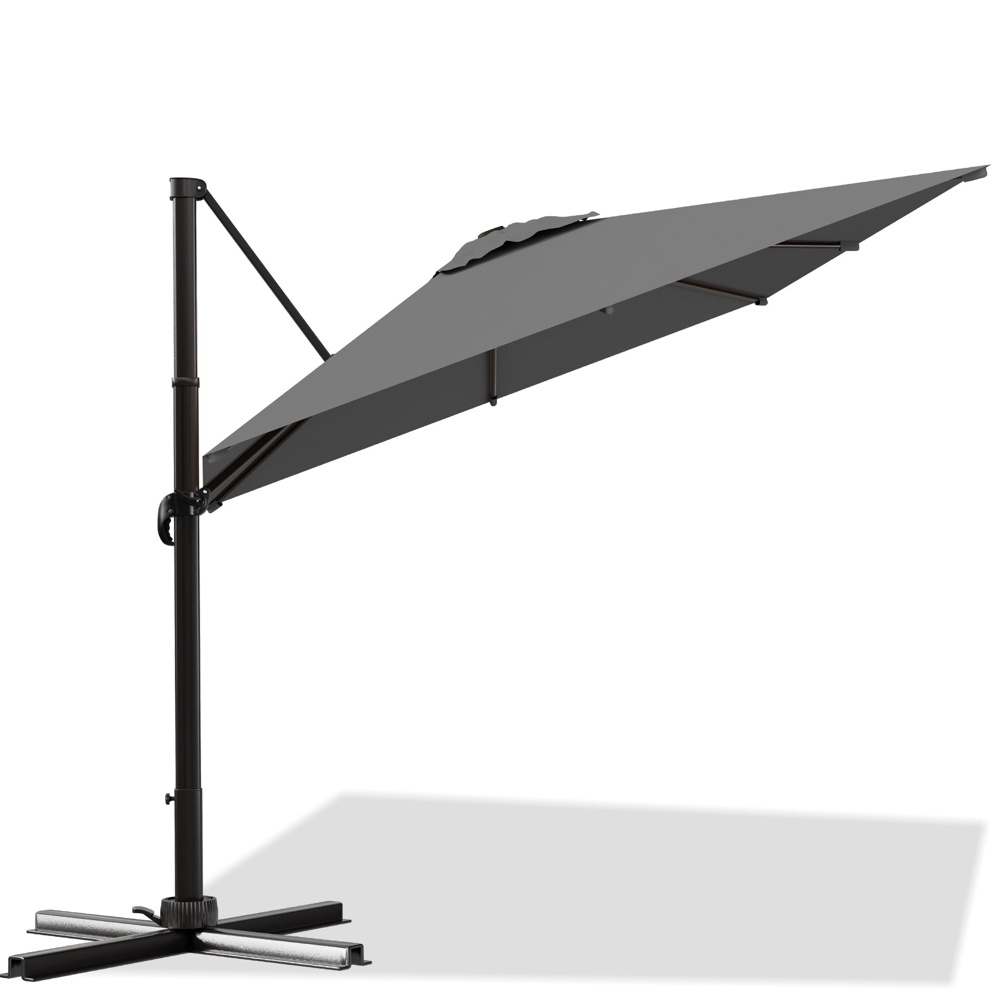 Easthome 10 × 10FT Square Cantilever Patio Umbrella, 360° Rotating Offset Umbrella with Crank, 8 ribs, Outdoor Hanging Roman Umbrella for Garden Deck Backyard