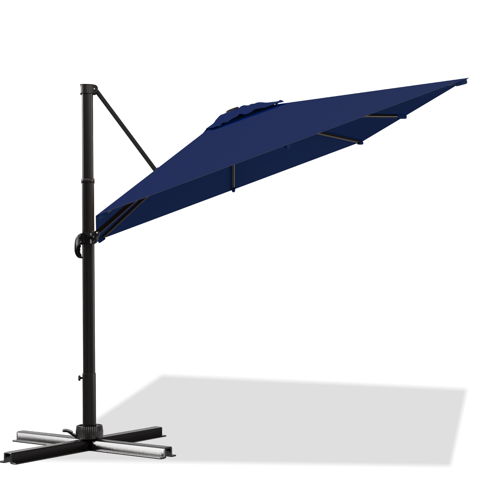 Easthome 10 × 10FT Square Cantilever Patio Umbrella, 360° Rotating Offset Umbrella with Crank, 8 ribs, Outdoor Hanging Roman Umbrella for Garden Deck Backyard