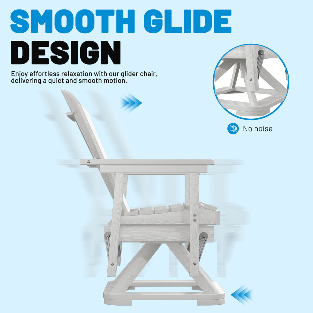 Easthome 360°Swivel Glider Adirondack Chair All-Weather HDPE Outdoor Rocking Chair with Ergonomic Backrest, Outdoor Swivel Rocker for Patio, Porch & Deck