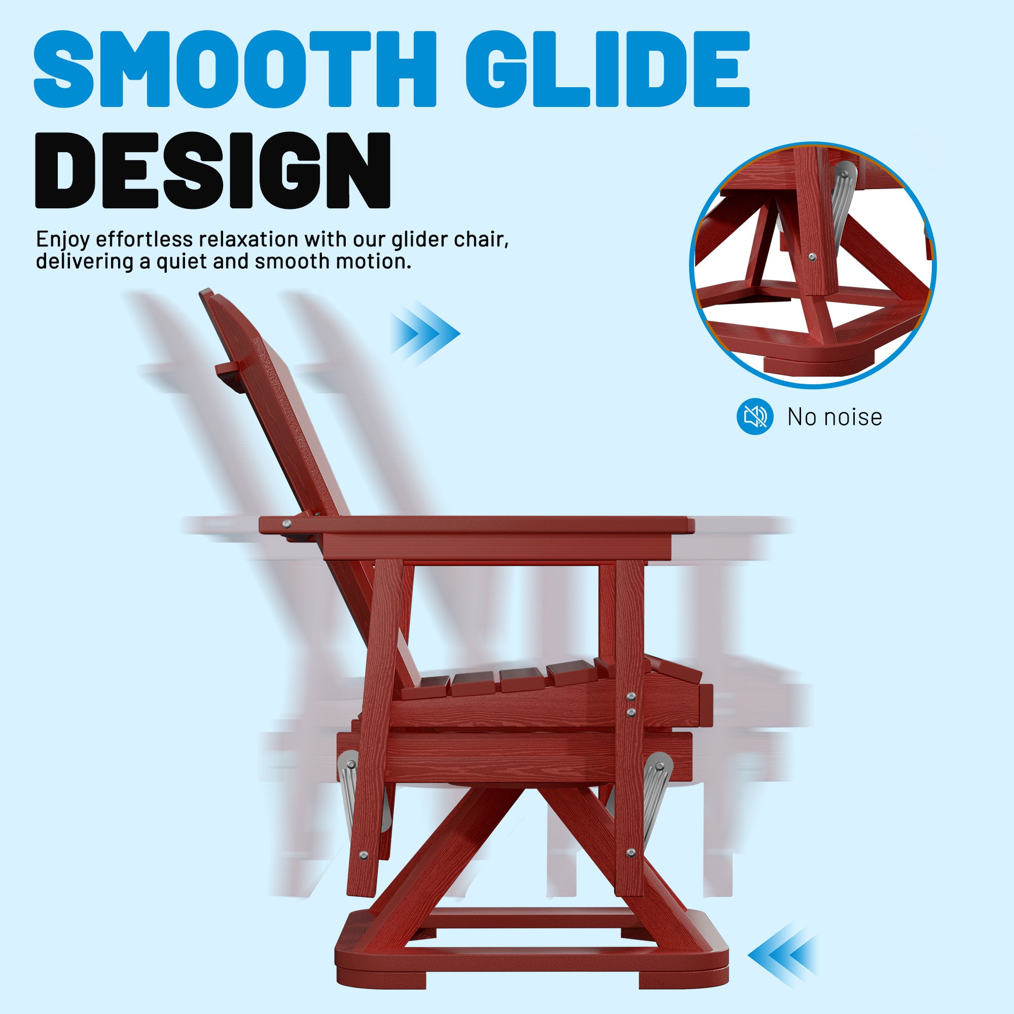 Easthome 360°Swivel Glider Adirondack Chair All-Weather HDPE Outdoor Rocking Chair with Ergonomic Backrest, Outdoor Swivel Rocker for Patio, Porch & Deck
