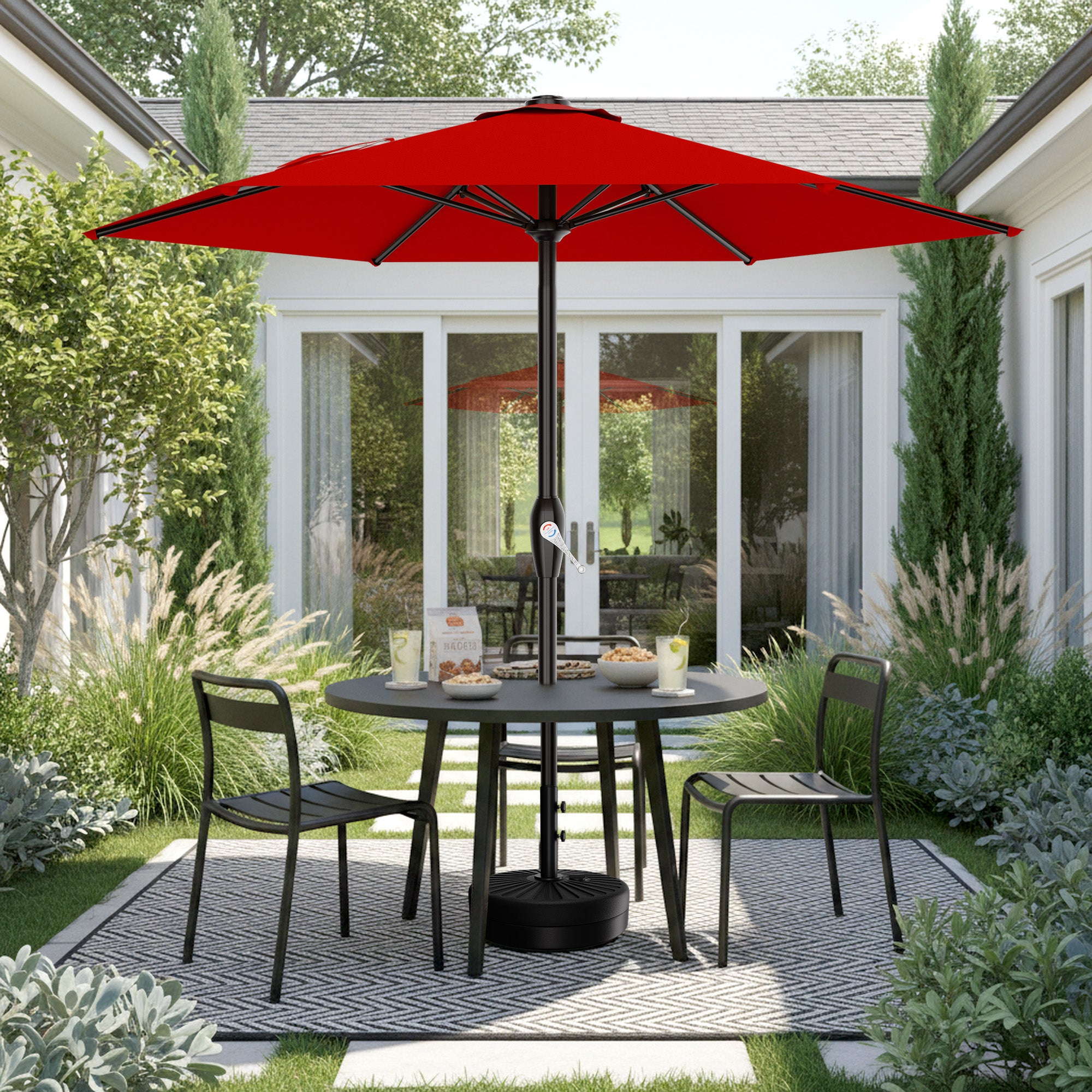 Easthome 7.5' Patio Umbrella Outdoor Table Market Umbrella with Smooth Crank handle, 6 Ribs, Backyard, Poolside, Garden
