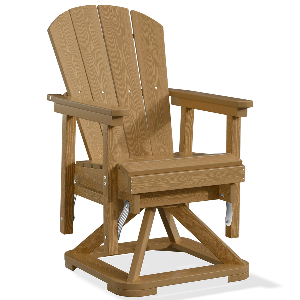Easthome 360°Swivel Glider Adirondack Chair All-Weather HDPE Outdoor Rocking Chair with Ergonomic Backrest, Outdoor Swivel Rocker for Patio, Porch & Deck