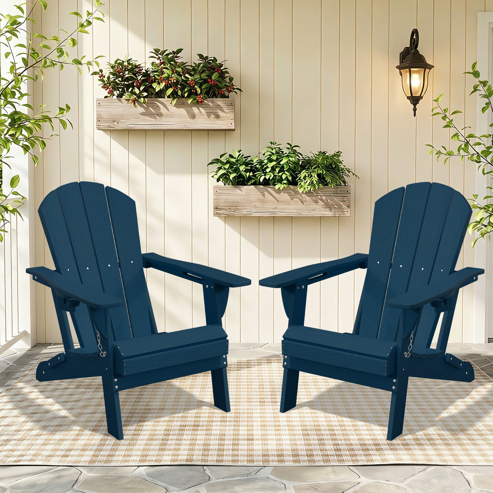 Easthome Adirondack Chair, HDPE All-Weather Outdoor Patio Lounge Chair with Cup Holder & 380lb Capacity for Deck, Garden, Poolside, Backyard