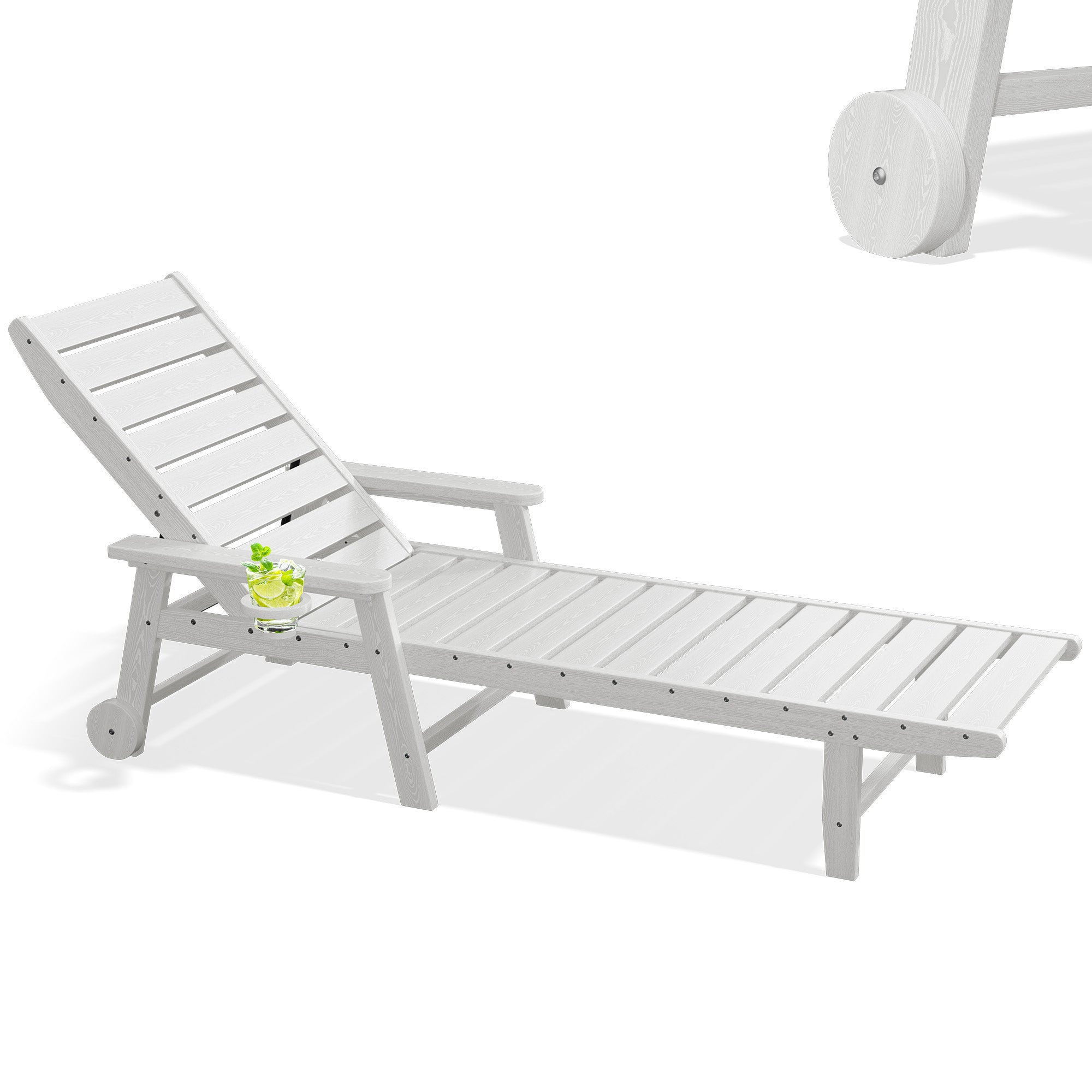 Easthome Adjustable Patio Chaise Lounge, Waterproof & Lightweight Outdoor Recliner for Poolside, Deck, Garden and Backyard