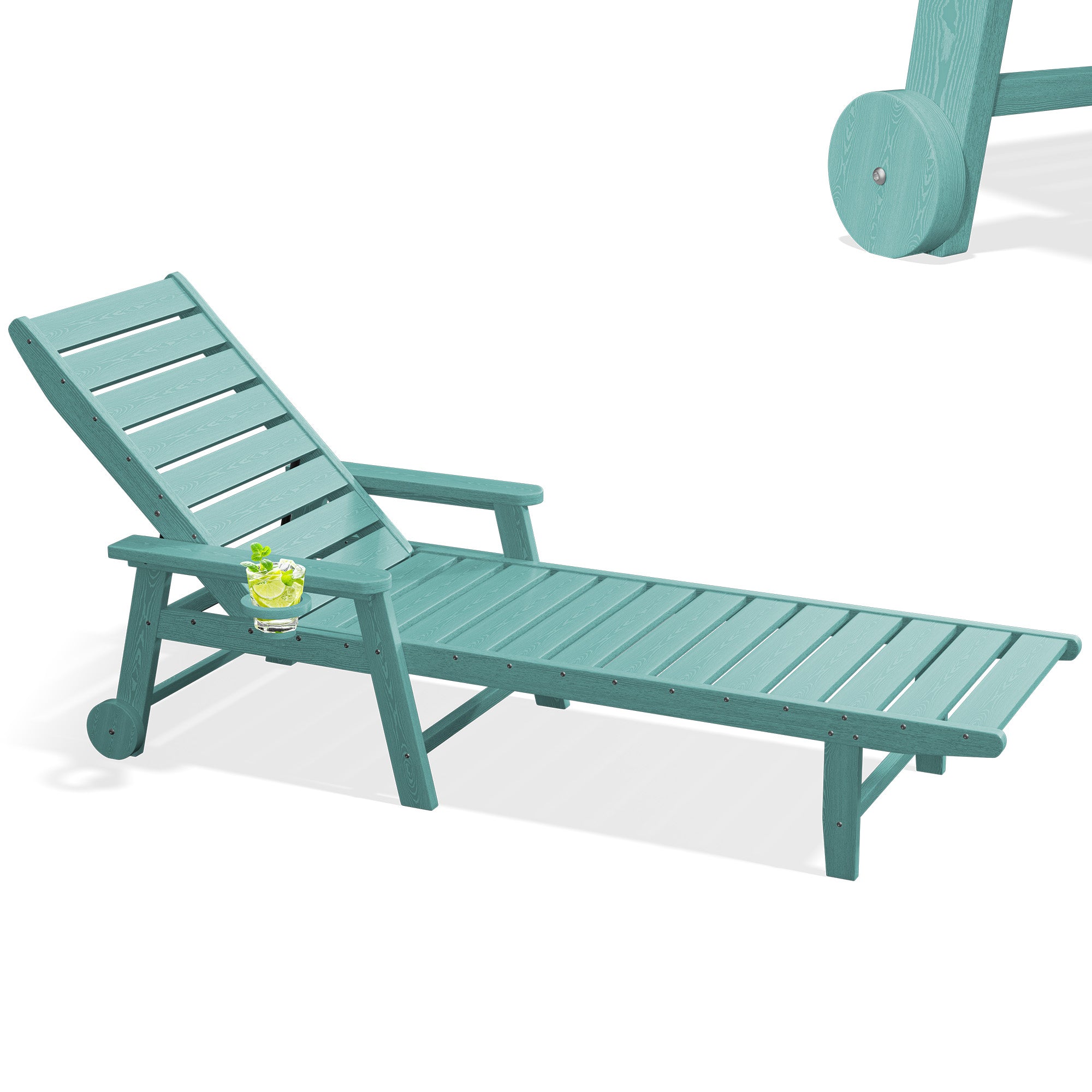 Easthome Adjustable Patio Chaise Lounge, Waterproof & Lightweight Outdoor Recliner for Poolside, Deck, Garden and Backyard