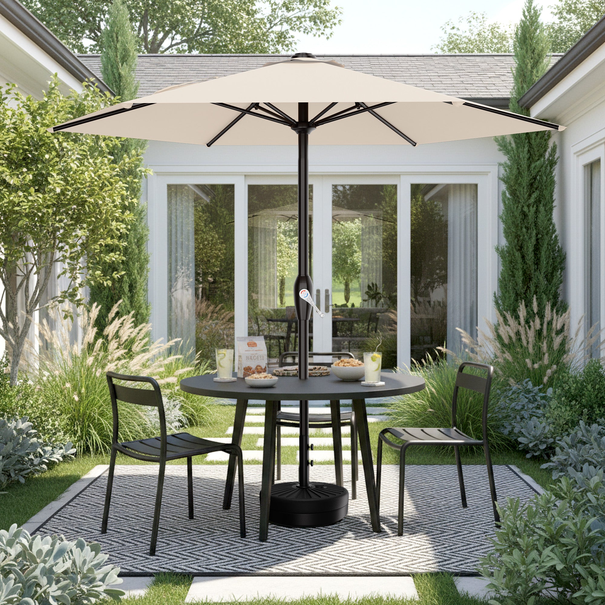 Easthome 7.5' Patio Umbrella Outdoor Table Market Umbrella with Smooth Crank handle, 6 Ribs, Backyard, Poolside, Garden
