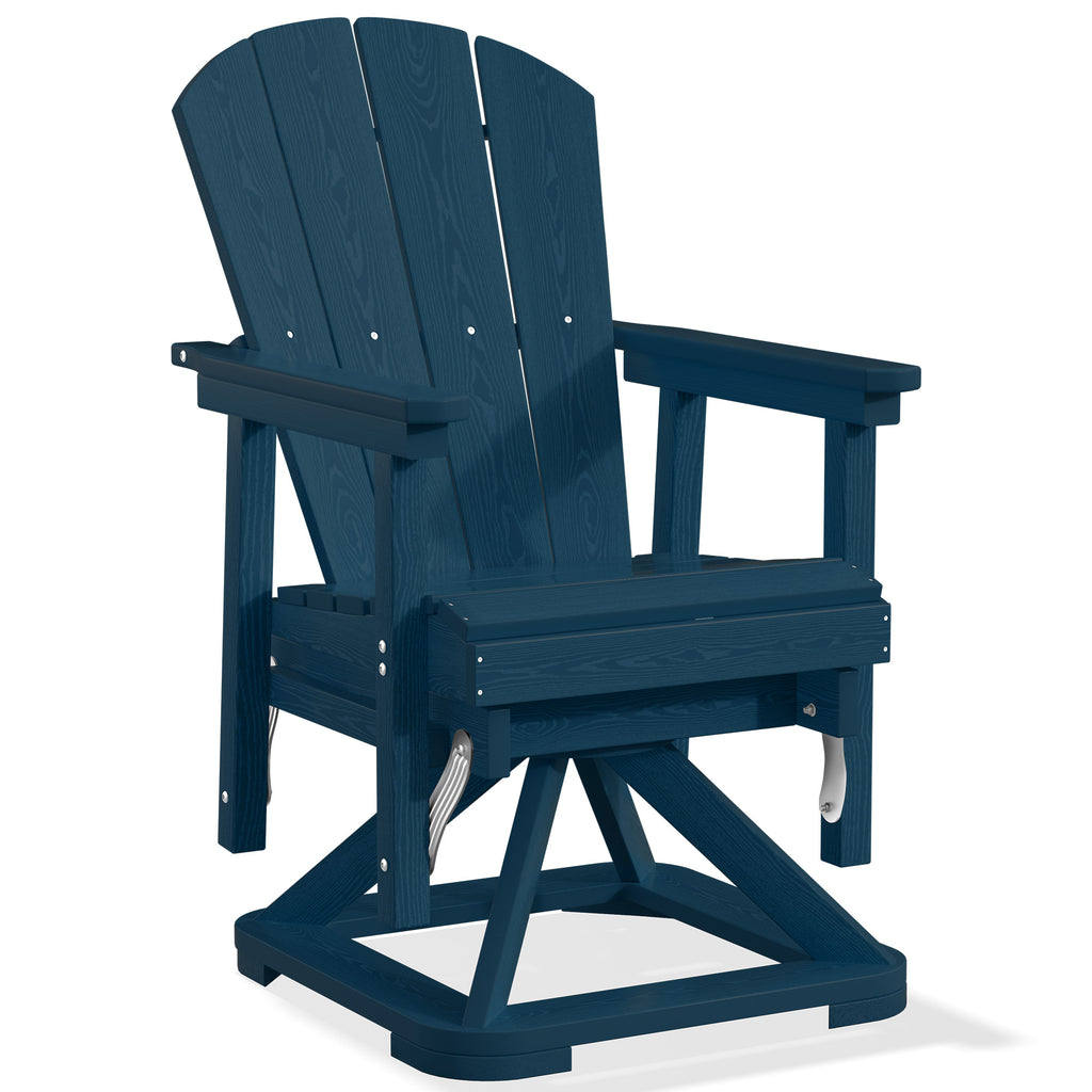 Easthome 360°Swivel Glider Adirondack Chair All-Weather HDPE Outdoor Rocking Chair with Ergonomic Backrest, Outdoor Swivel Rocker for Patio, Porch & Deck