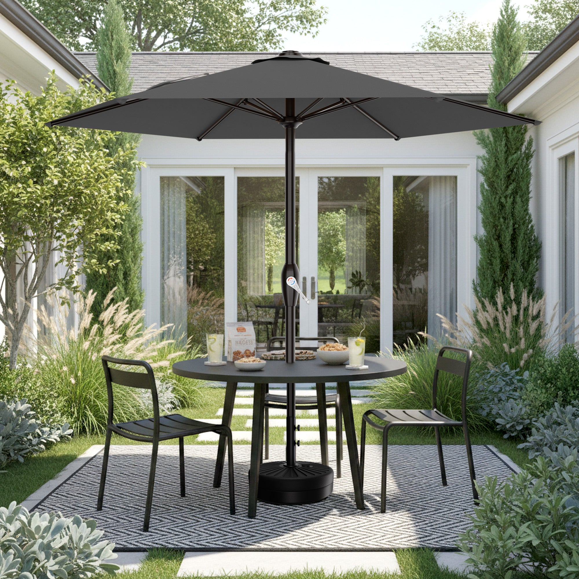 Easthome 7.5' Patio Umbrella Outdoor Table Market Umbrella with Smooth Crank handle, 6 Ribs, Backyard, Poolside, Garden