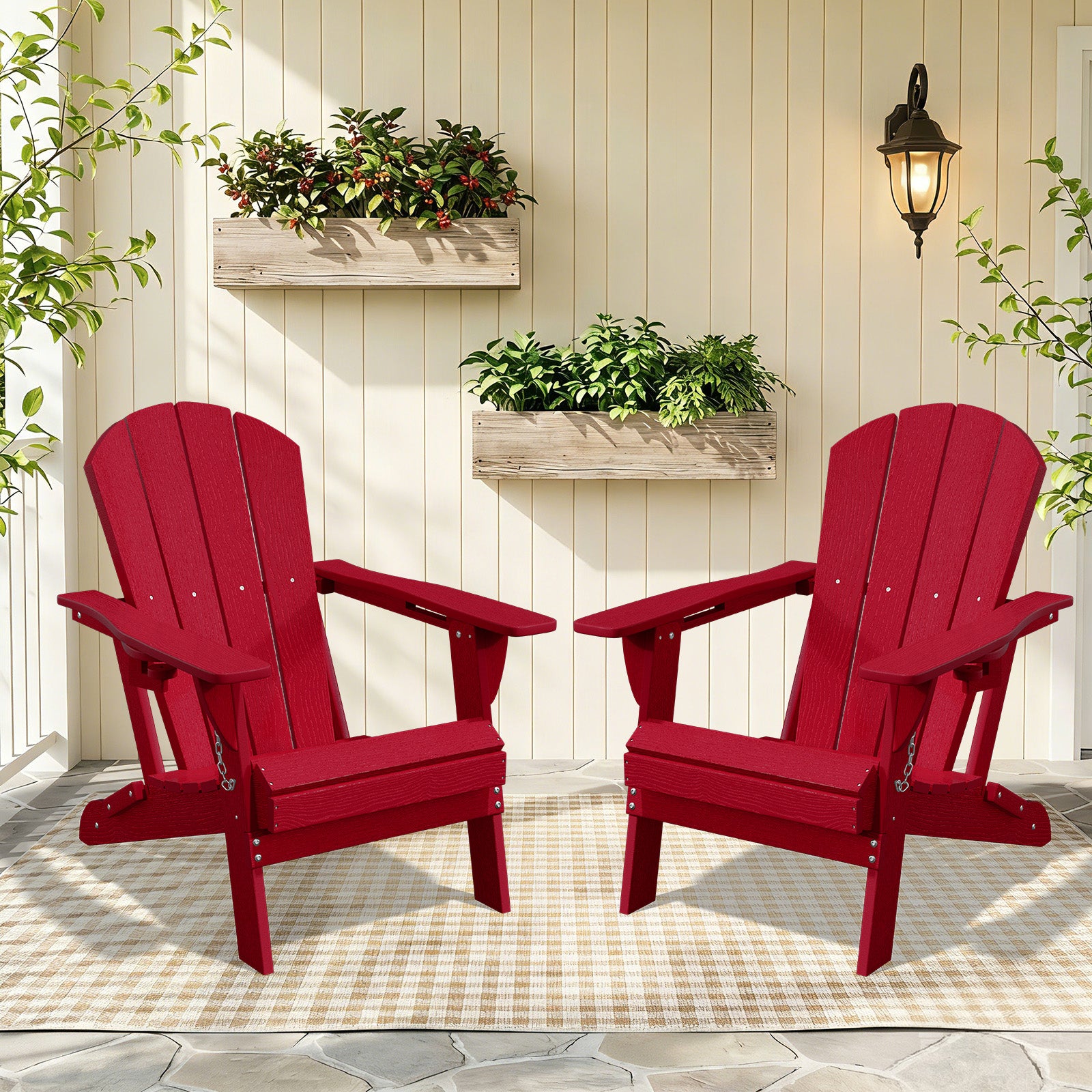 Easthome Adirondack Chair, HDPE All-Weather Outdoor Patio Lounge Chair with Cup Holder & 380lb Capacity for Deck, Garden, Poolside, Backyard