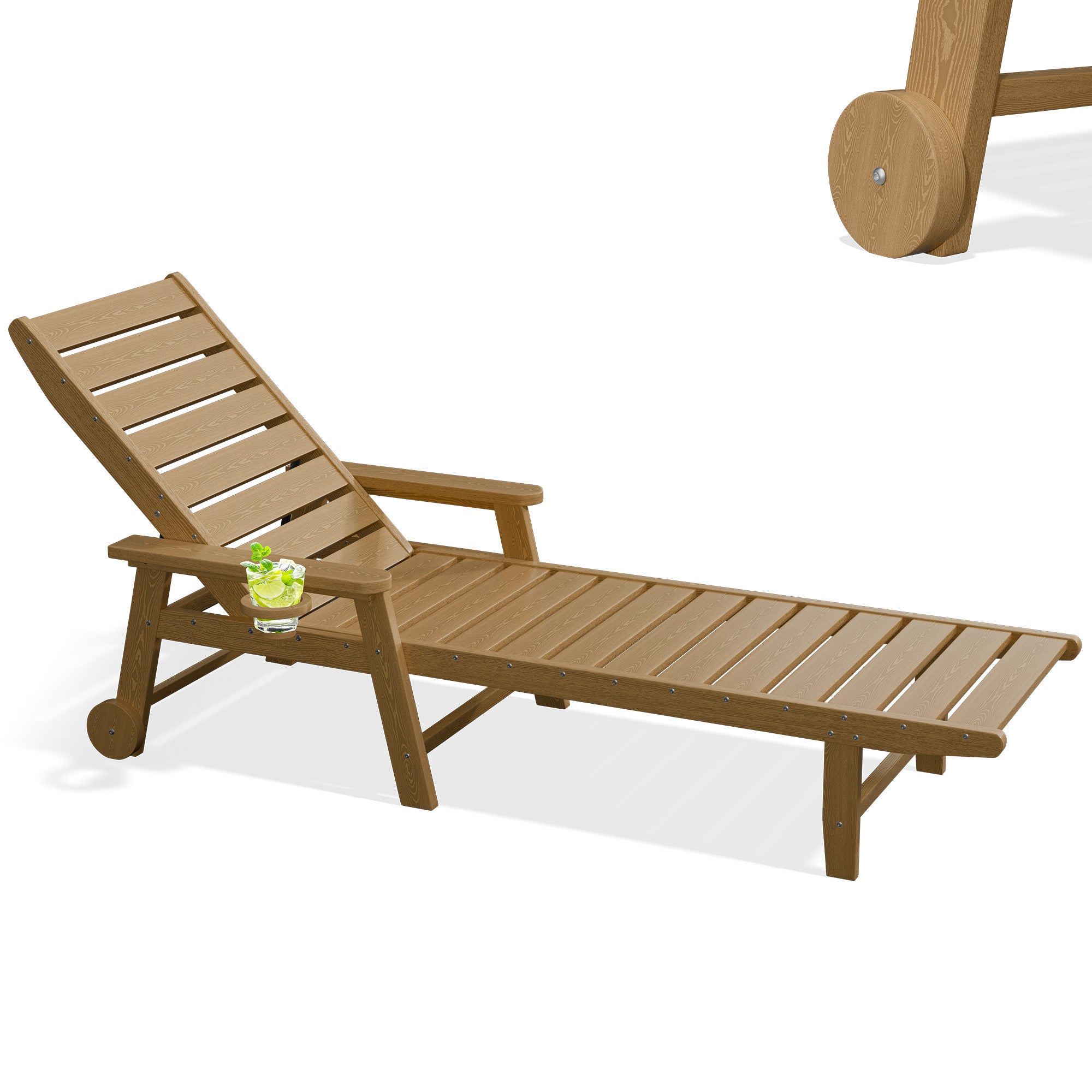Easthome Adjustable Patio Chaise Lounge, Waterproof & Lightweight Outdoor Recliner for Poolside, Deck, Garden and Backyard
