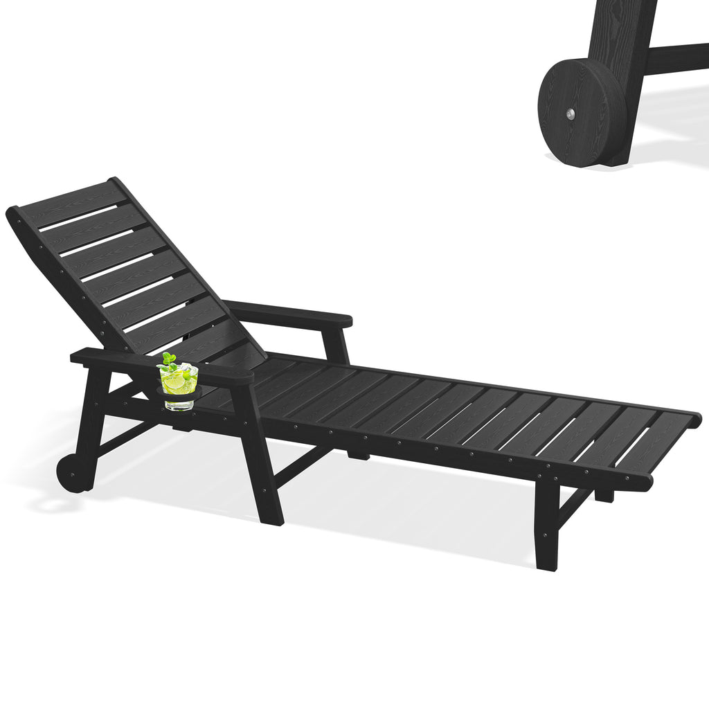 Easthome Adjustable Patio Chaise Lounge, Waterproof & Lightweight Outdoor Recliner for Poolside, Deck, Garden and Backyard
