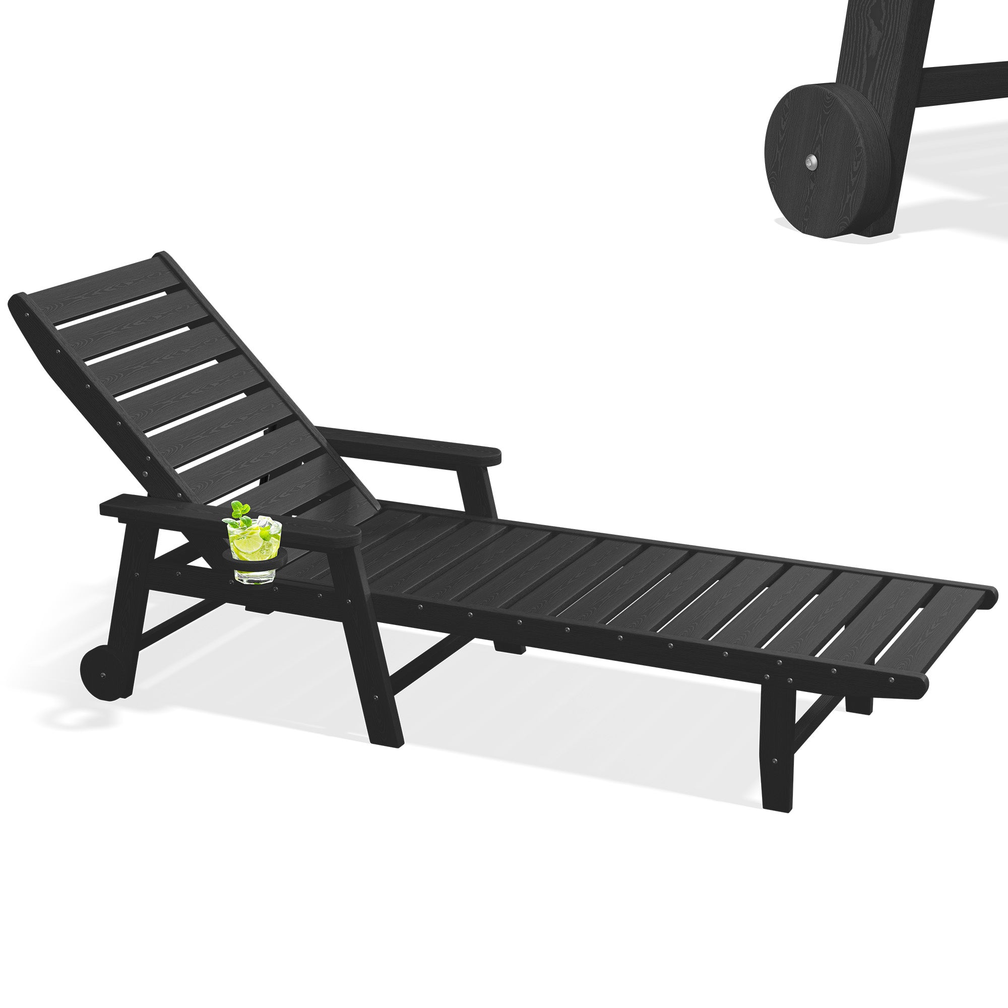 Easthome Adjustable Patio Chaise Lounge, Waterproof & Lightweight Outdoor Recliner for Poolside, Deck, Garden and Backyard
