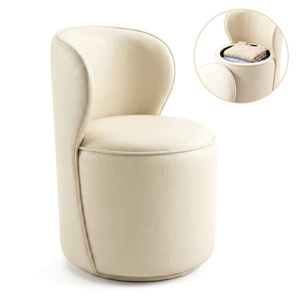 Easthome 360° Swivel Storage Vanity Stool, Hidden Storage Makeup Ottoman Chair for Bedroom, Study, Living Room, Dresser