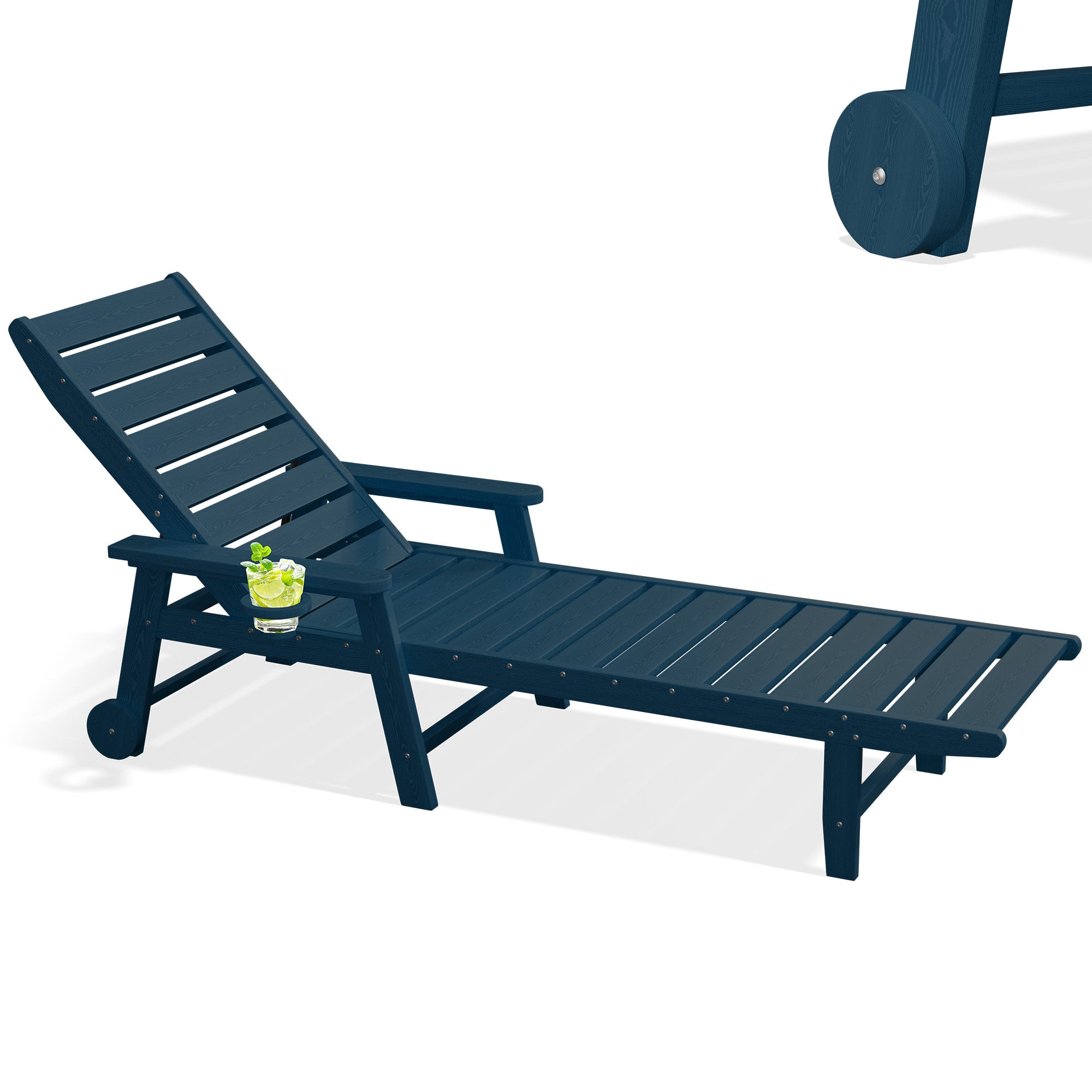 Easthome Adjustable Patio Chaise Lounge, Waterproof & Lightweight Outdoor Recliner for Poolside, Deck, Garden and Backyard