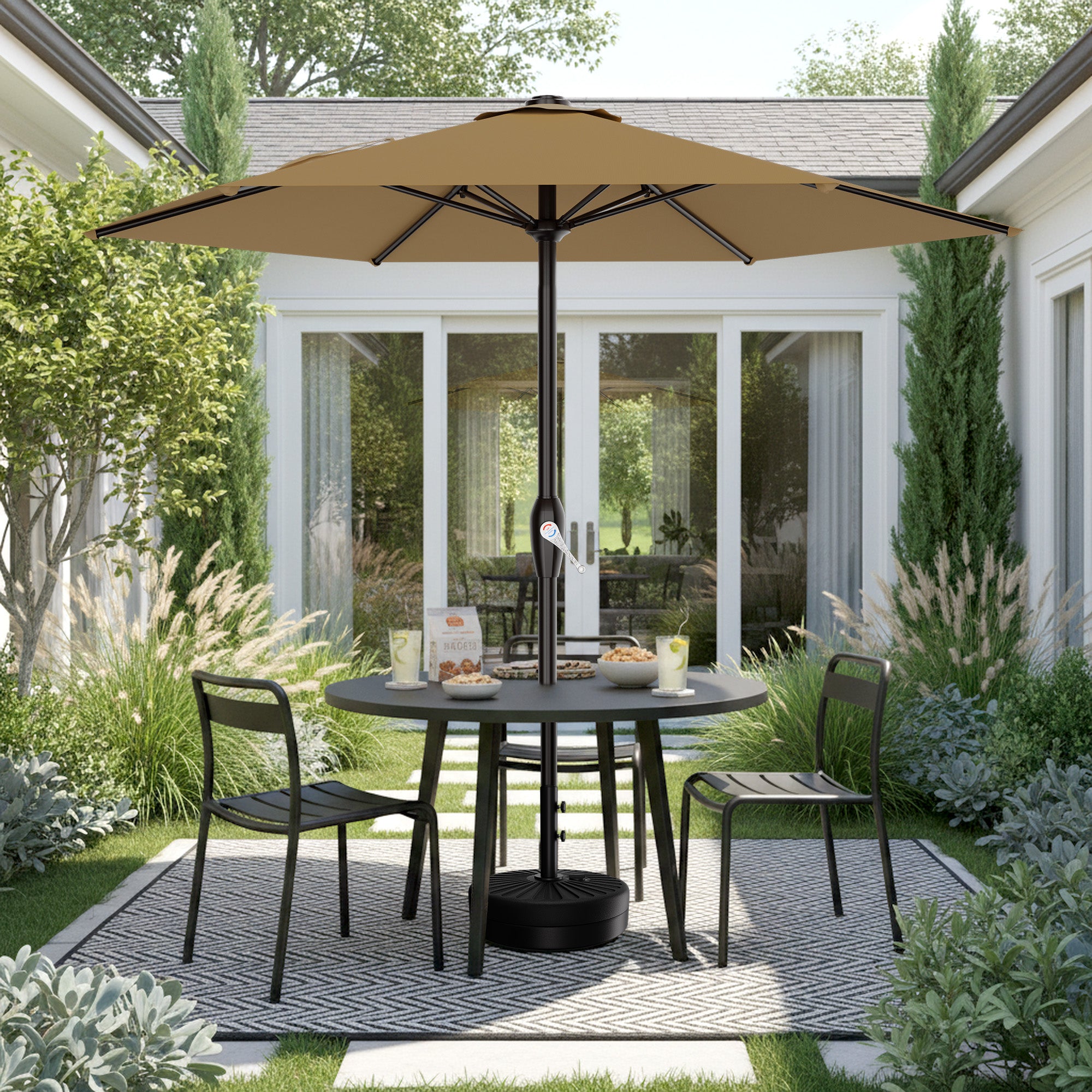 Easthome 7.5' Patio Umbrella Outdoor Table Market Umbrella with Smooth Crank handle, 6 Ribs, Backyard, Poolside, Garden