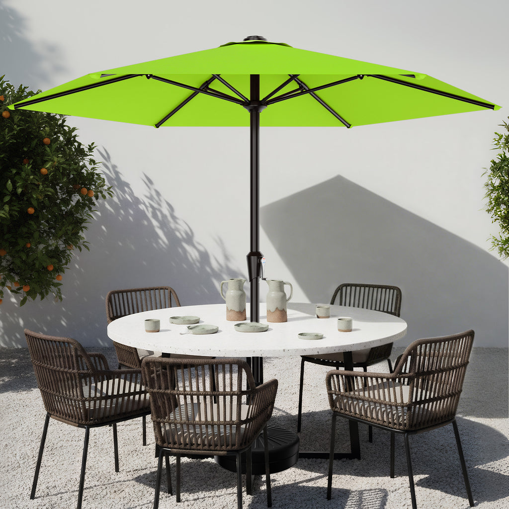 Easthome 9ft Patio Umbrella with Crank Lift System & 6 Sturdy Ribs Waterproof, Patio Table Umbrella Perfect for Poolside, Terrace, Beach and Outdoor Restaurant